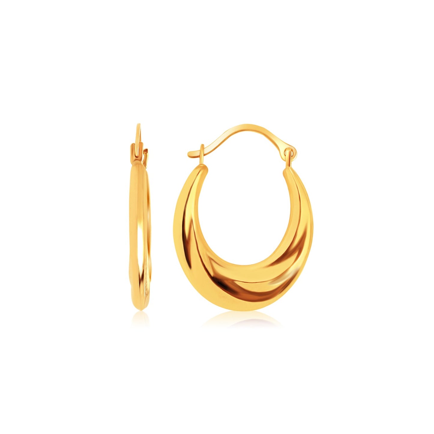 14k Yellow Gold Graduated Oval Hoop Earrings - The Best Accessory
