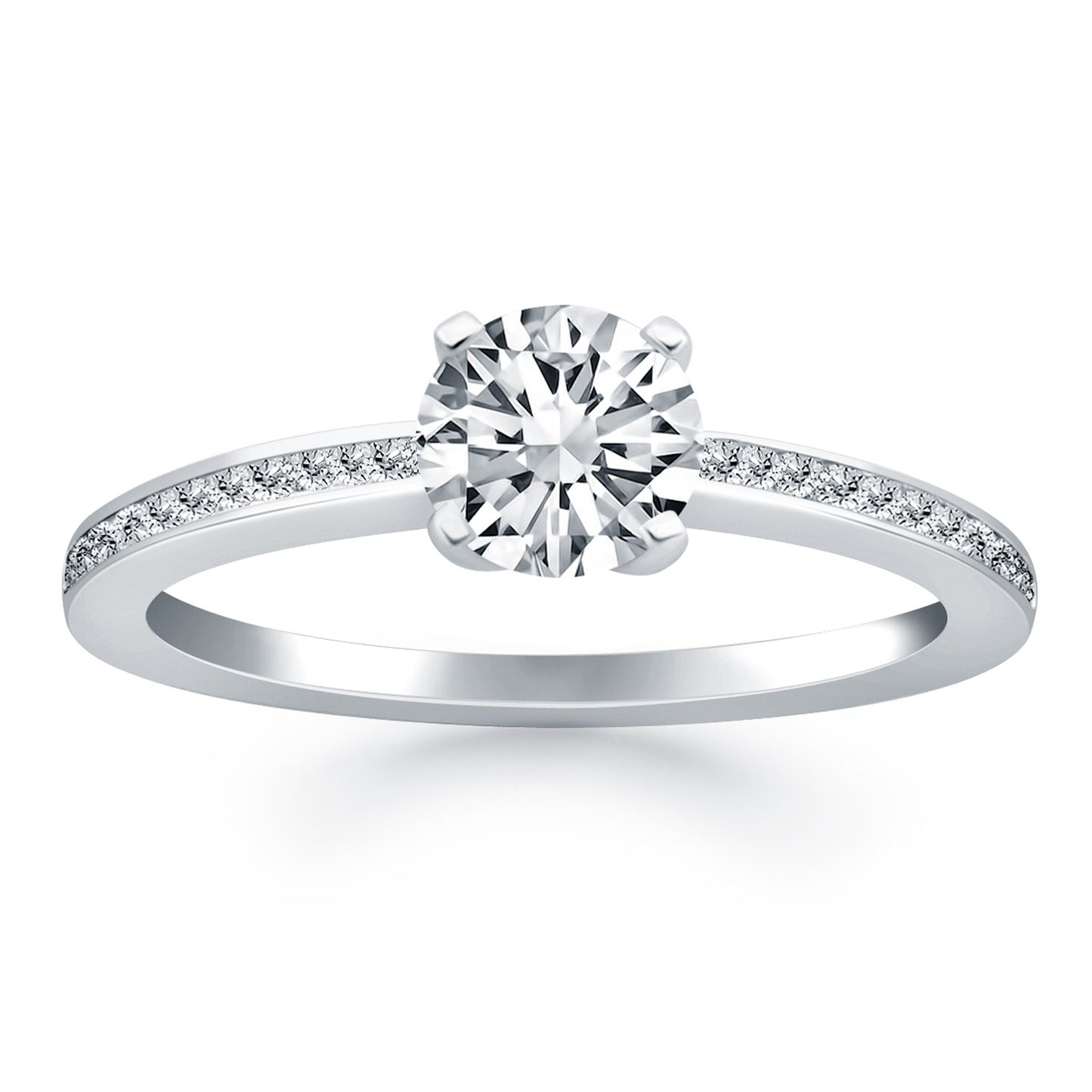 14k White Gold Classic Pave Diamond Band Engagement Ring - The Best Accessory