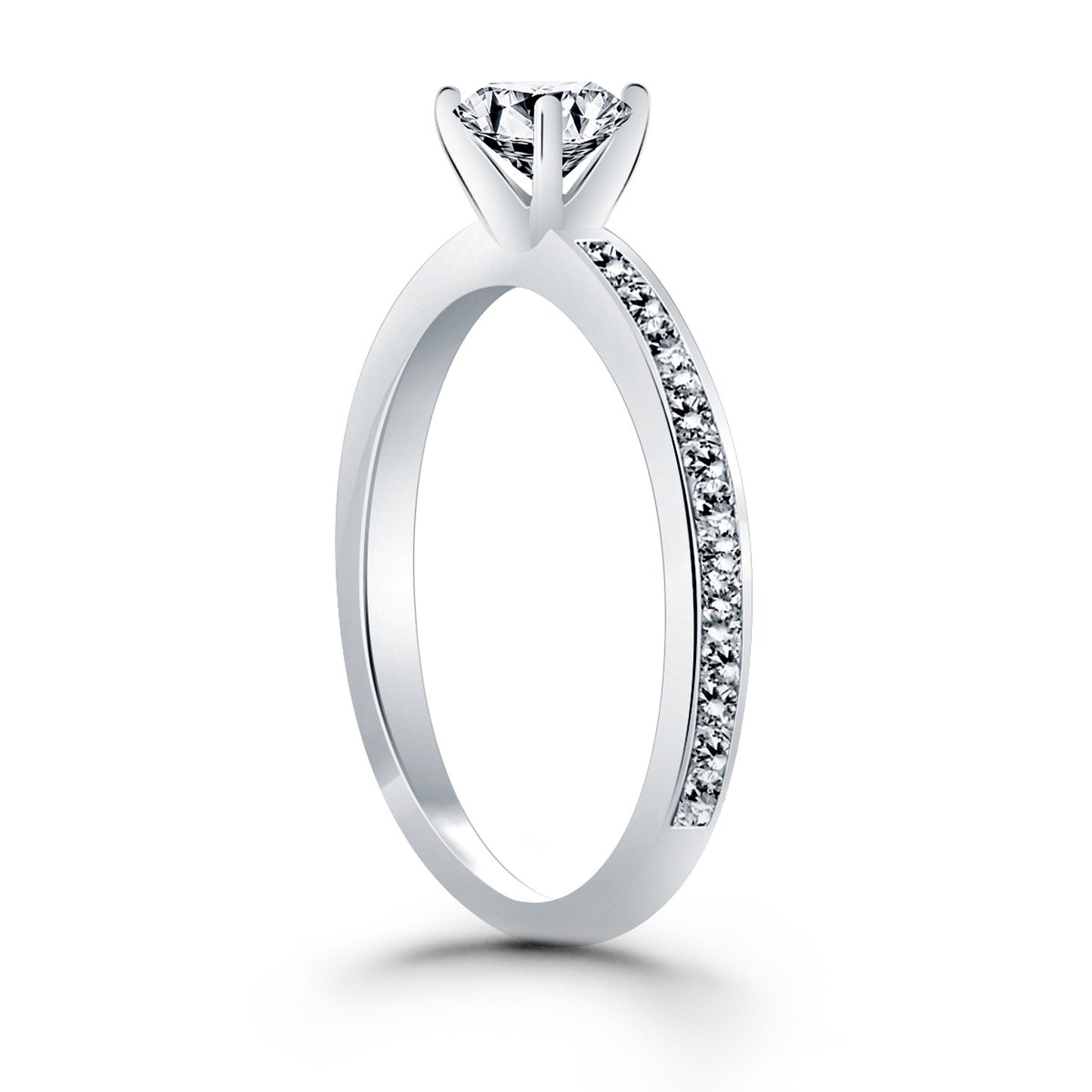 14k White Gold Classic Pave Diamond Band Engagement Ring - The Best Accessory