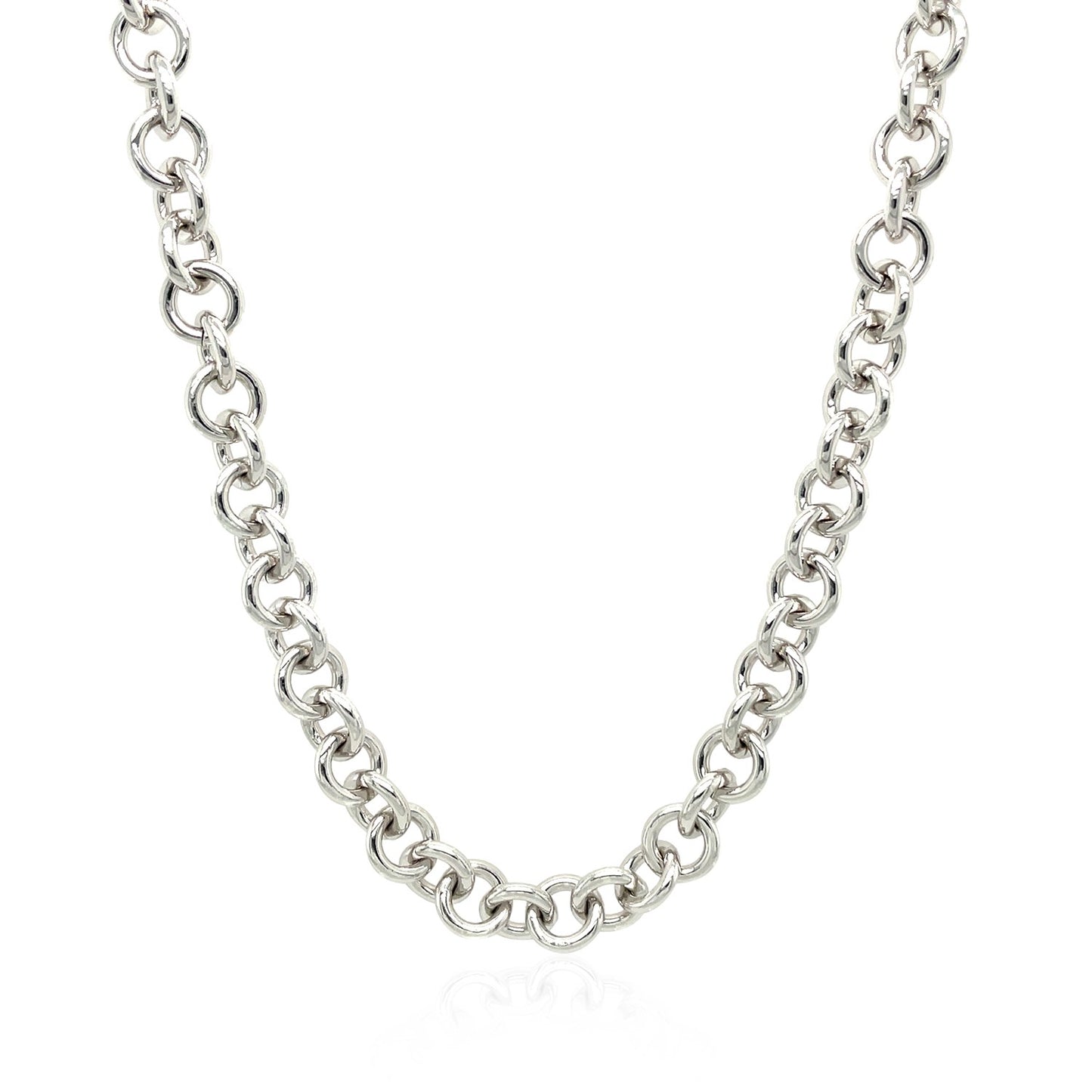 Sterling Silver Rhodium Plated Rolo Chain Necklace with a Heart Toggle Charm - The Best Accessory
