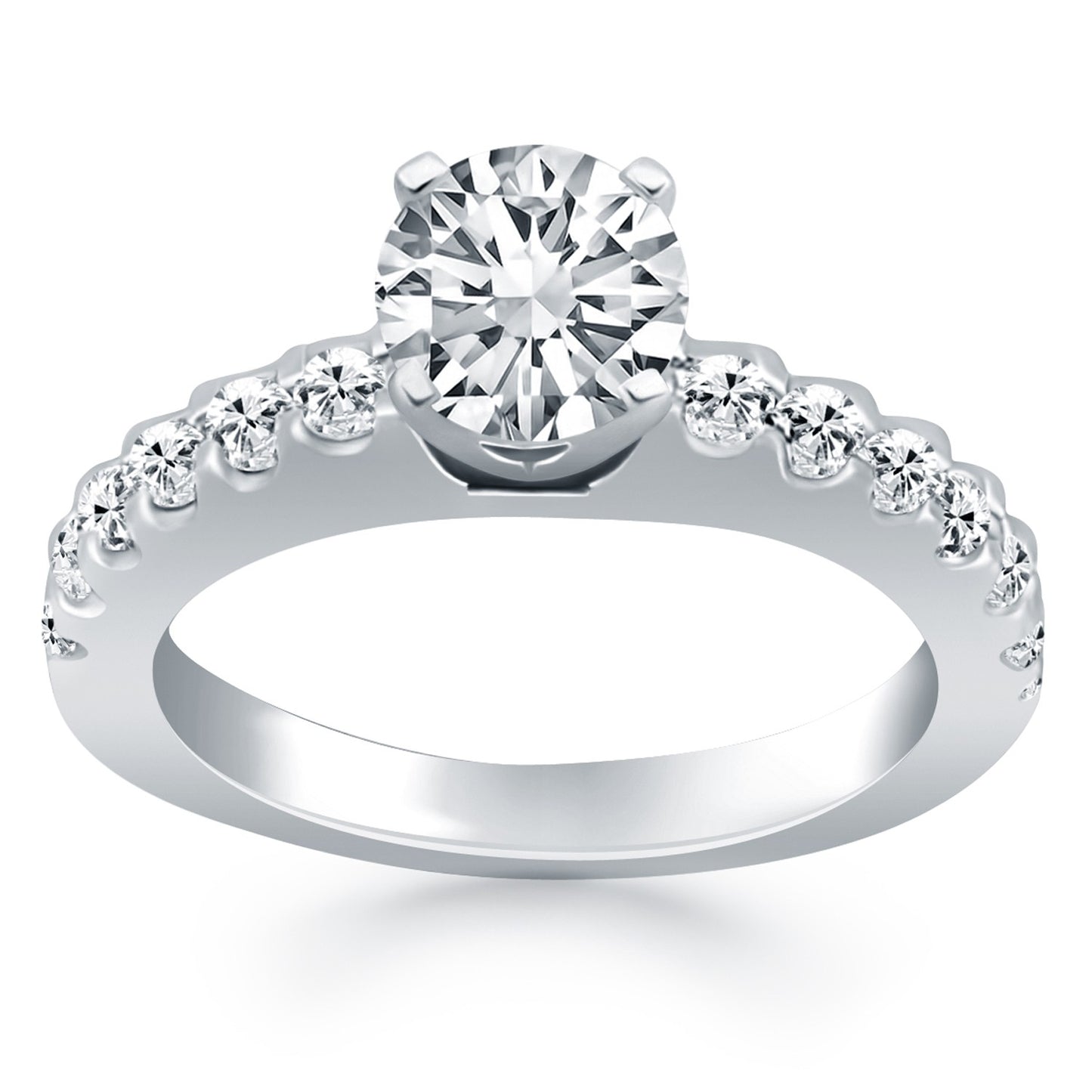 14k White Gold Diamond Micro Prong Cathedral Engagement Ring - The Best Accessory