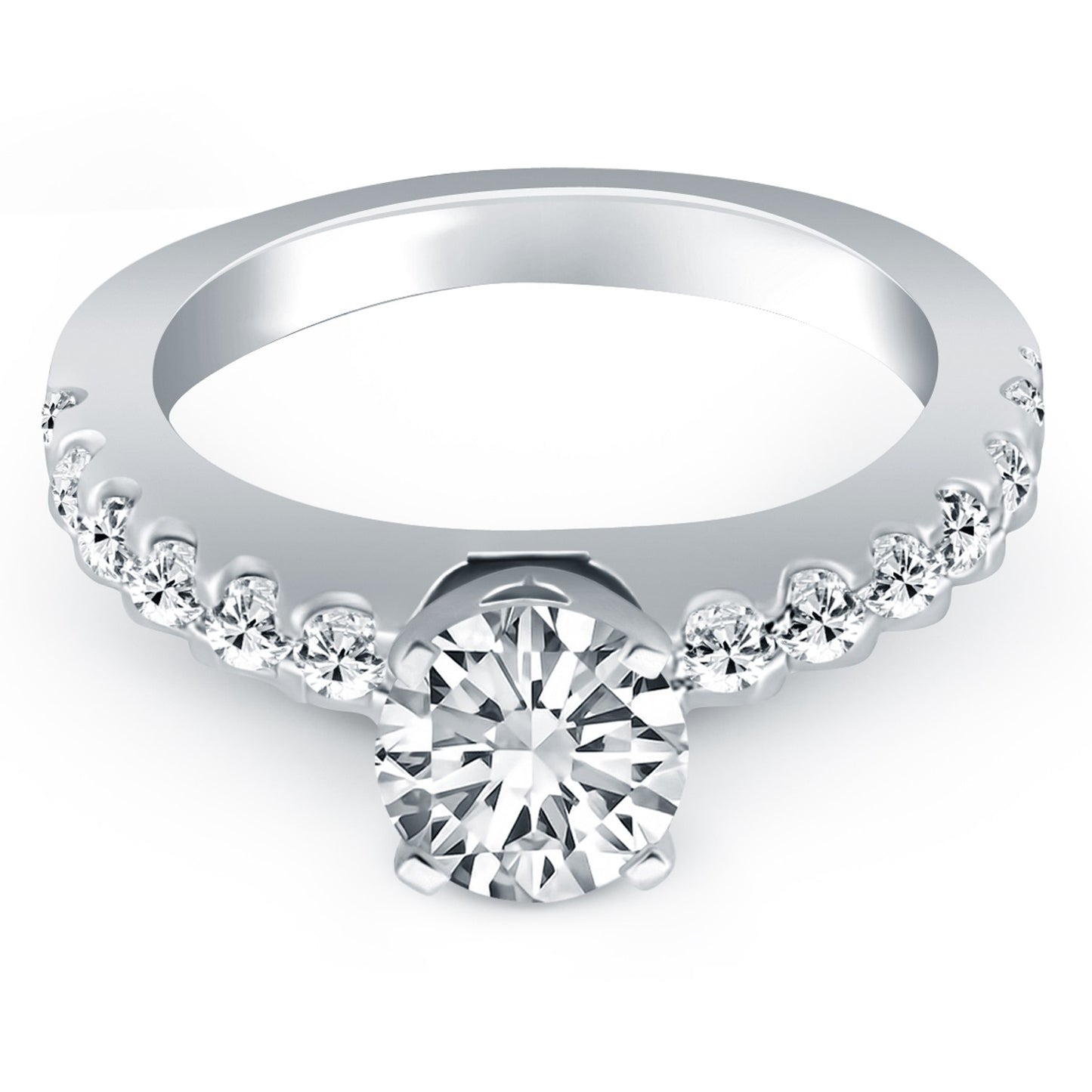 14k White Gold Diamond Micro Prong Cathedral Engagement Ring - The Best Accessory
