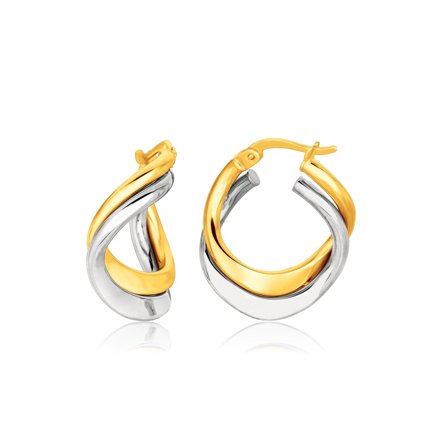 14k Two Tone Gold Earrings in Fancy Double Twist Style - The Best Accessory
