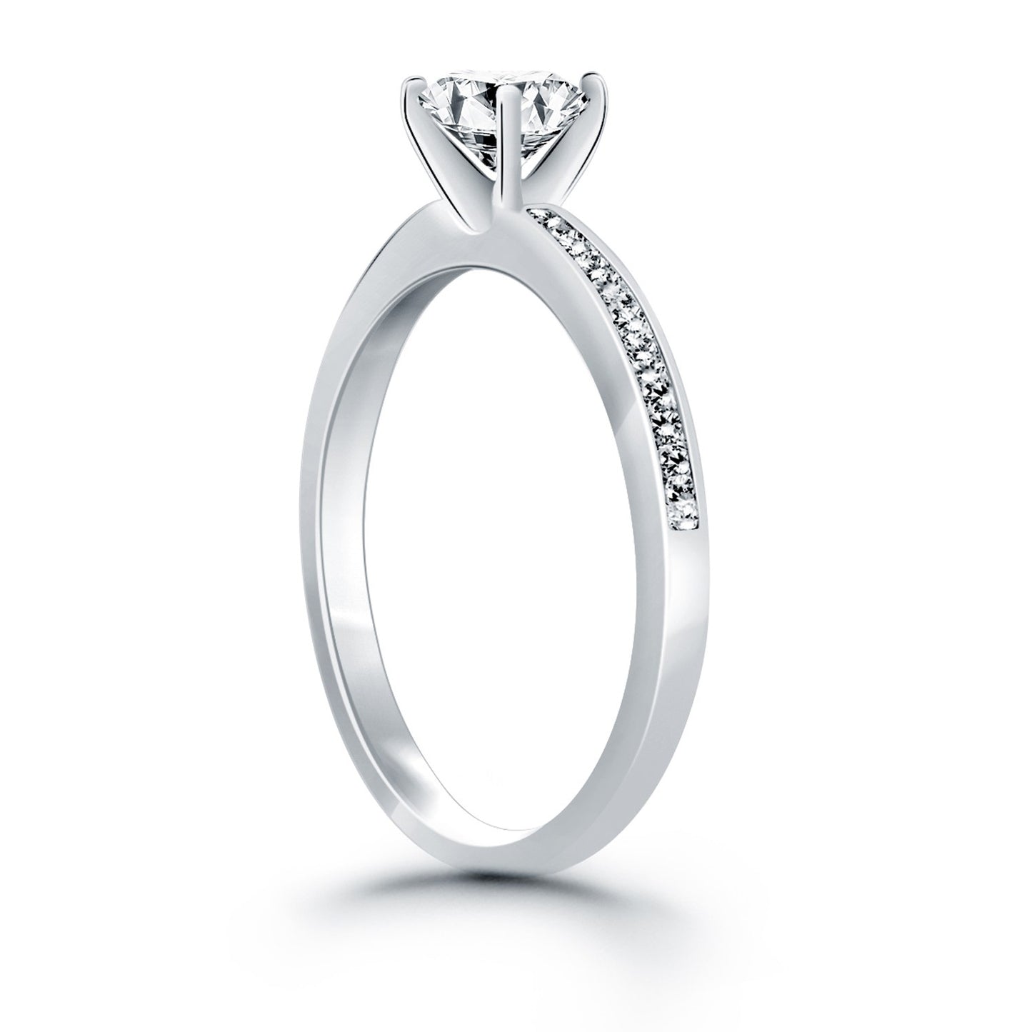 14k White Gold Engagement Ring with Diamond Channel Set Band - The Best Accessory
