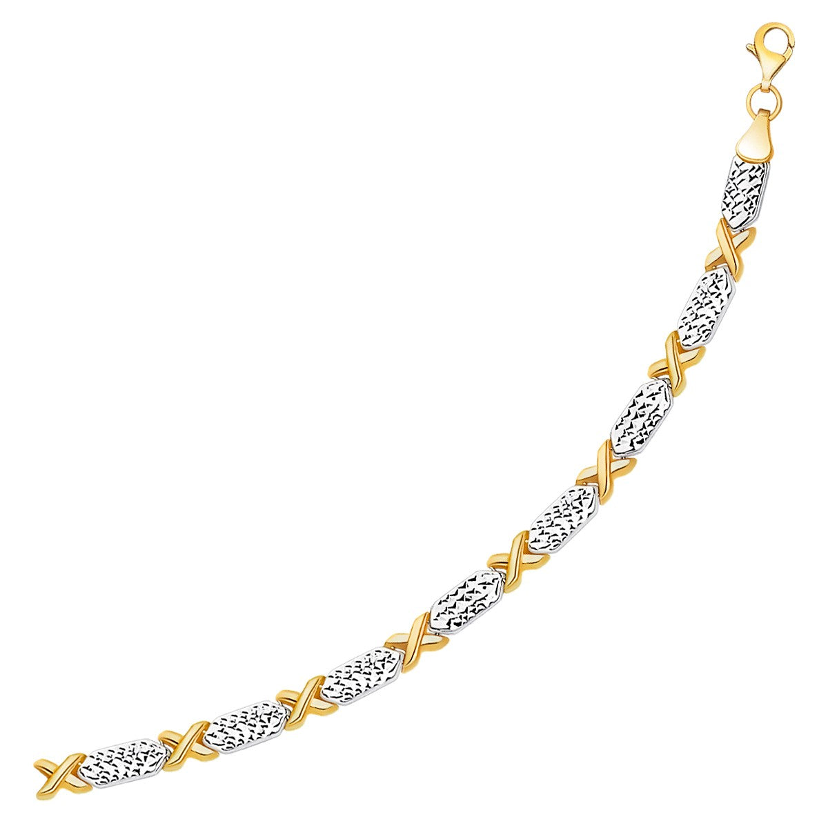 14k Two-Tone Gold Fancy X Line Bracelet (4.80 mm) - The Best Accessory