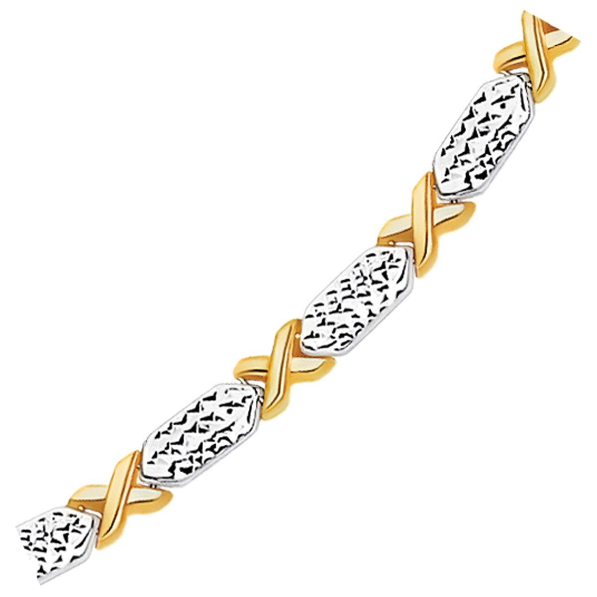 14k Two-Tone Gold Fancy X Line Bracelet (4.80 mm) - The Best Accessory
