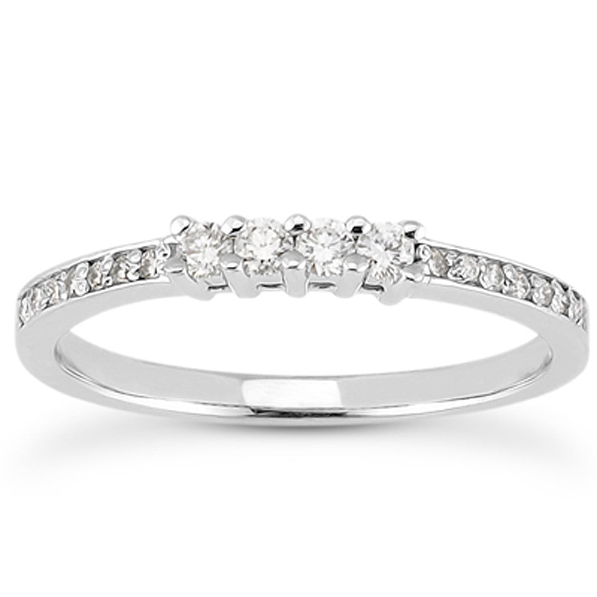 14k White Gold Wedding Band with Pave Set Diamonds and Prong Set Diamonds - The Best Accessory