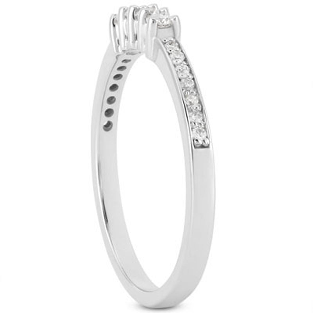 14k White Gold Wedding Band with Pave Set Diamonds and Prong Set Diamonds - The Best Accessory