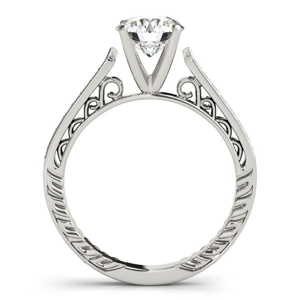 14k White Gold Round Diamond Antique Style Engagement Ring (1 1/8 cttw) - The Best Accessory