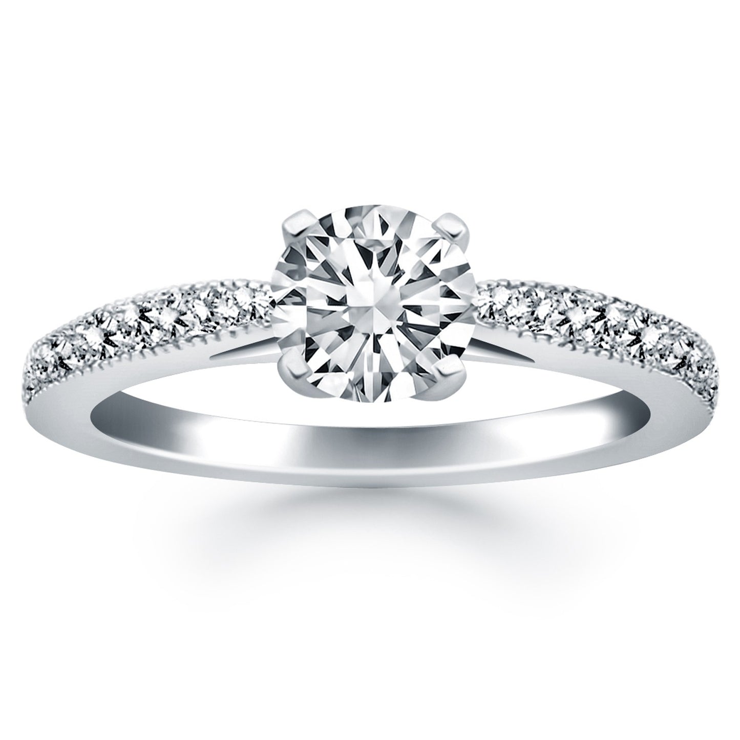 14k White Gold Diamond Pave Cathedral Engagement Ring - The Best Accessory