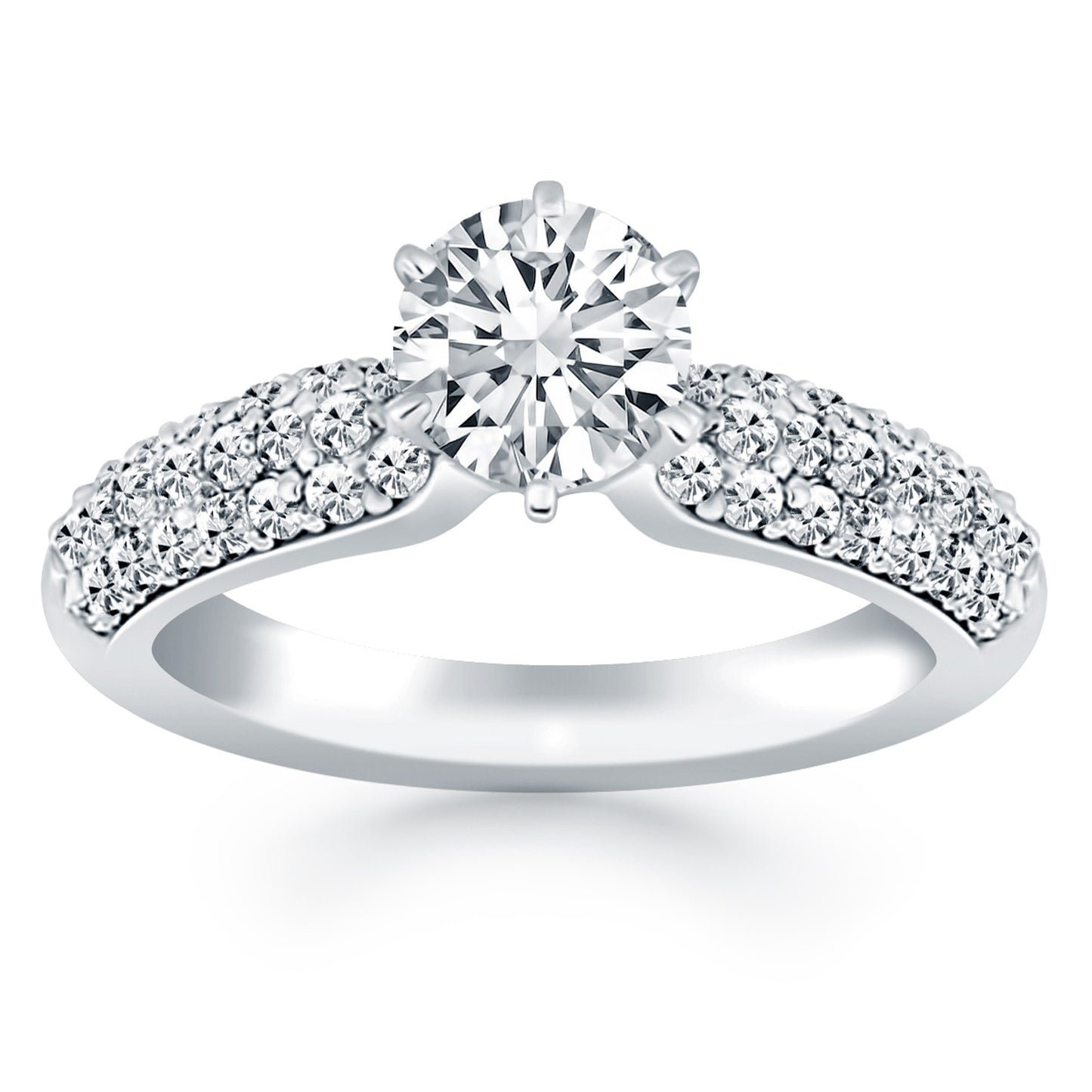 14k White Gold Triple Row Pave Diamond Engagement Ring - The Best Accessory