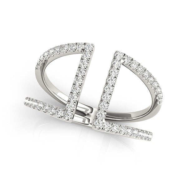 14k White Gold Open Style Dual Band Ring with Diamonds (1/2 cttw) - The Best Accessory