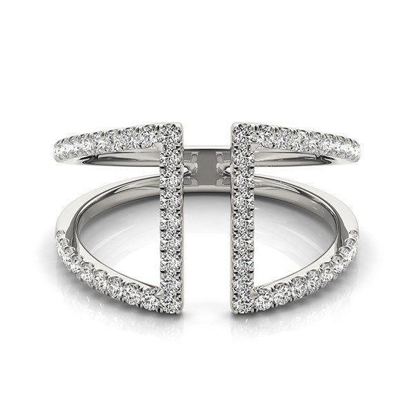 14k White Gold Open Style Dual Band Ring with Diamonds (1/2 cttw) - The Best Accessory