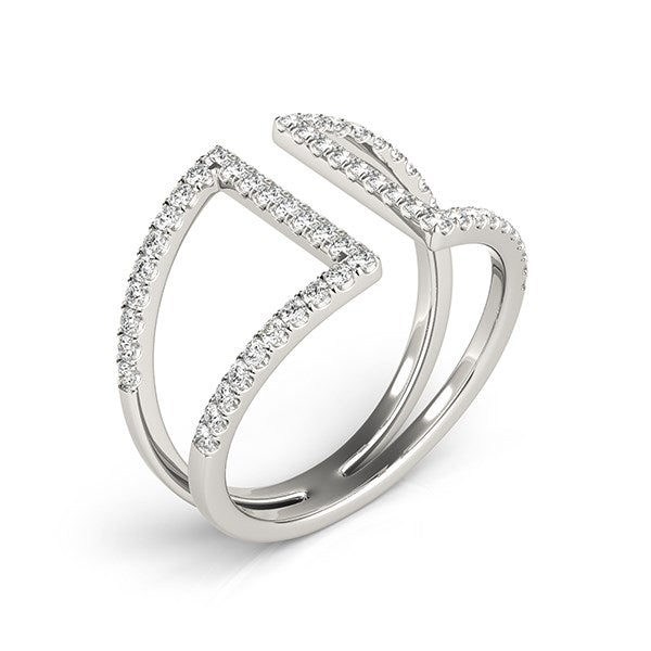 14k White Gold Open Style Dual Band Ring with Diamonds (1/2 cttw) - The Best Accessory
