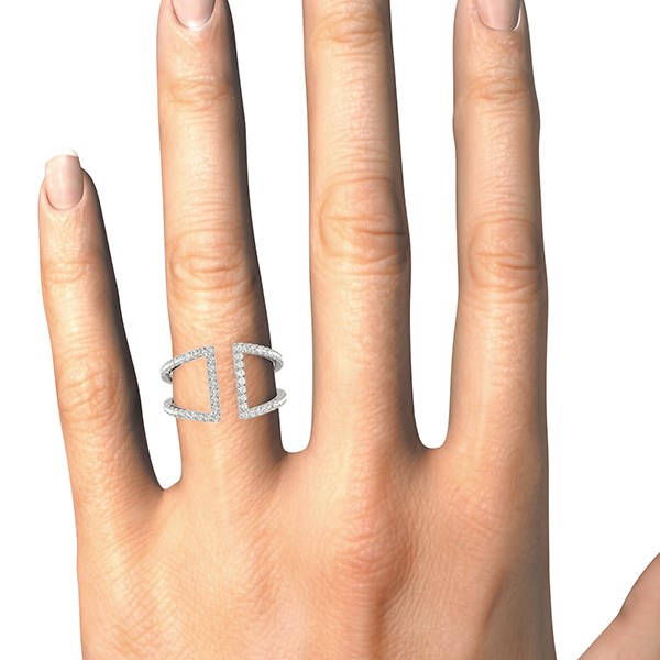 14k White Gold Open Style Dual Band Ring with Diamonds (1/2 cttw) - The Best Accessory