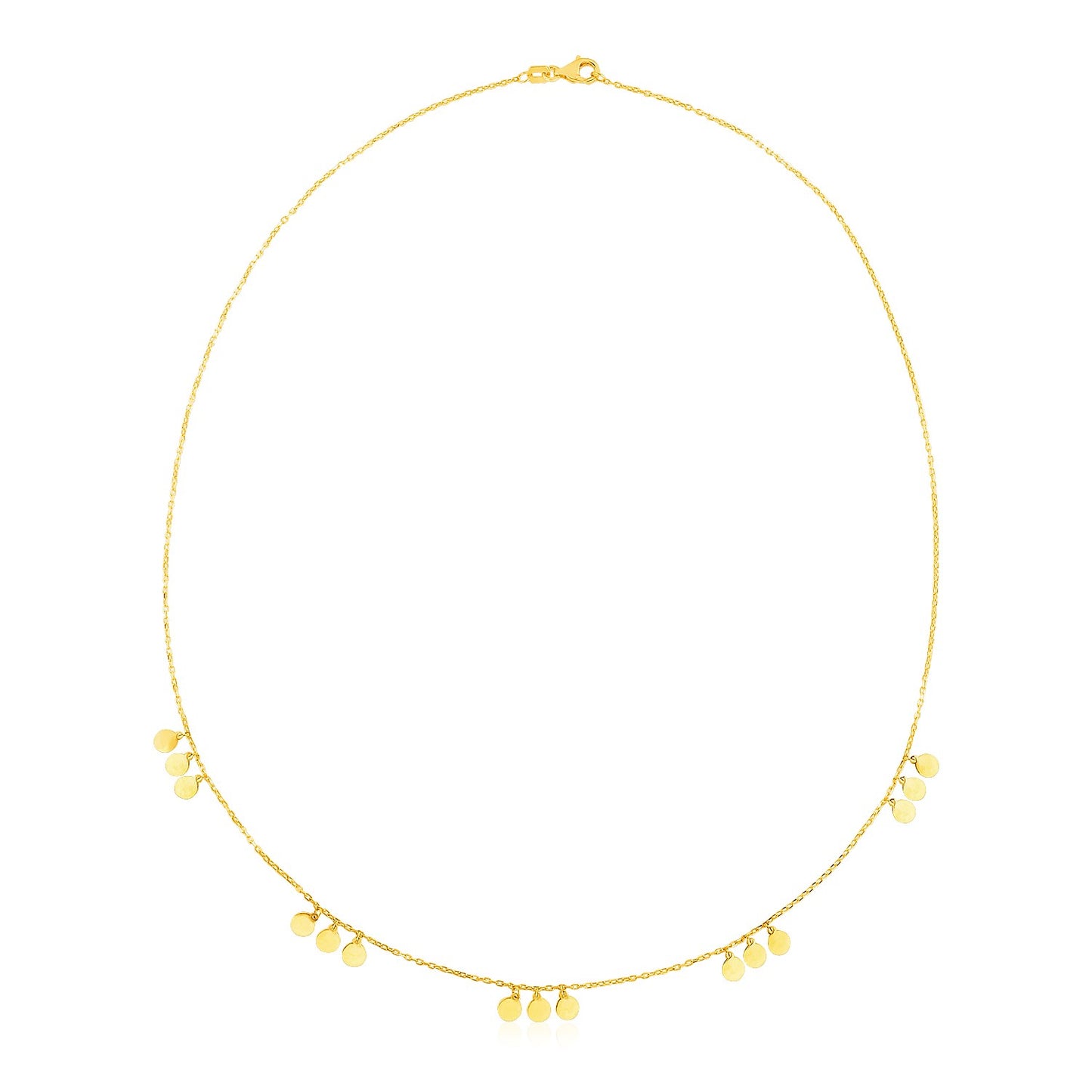 14k Yellow Gold Necklace with Circle Dangle Stations - The Best Accessory