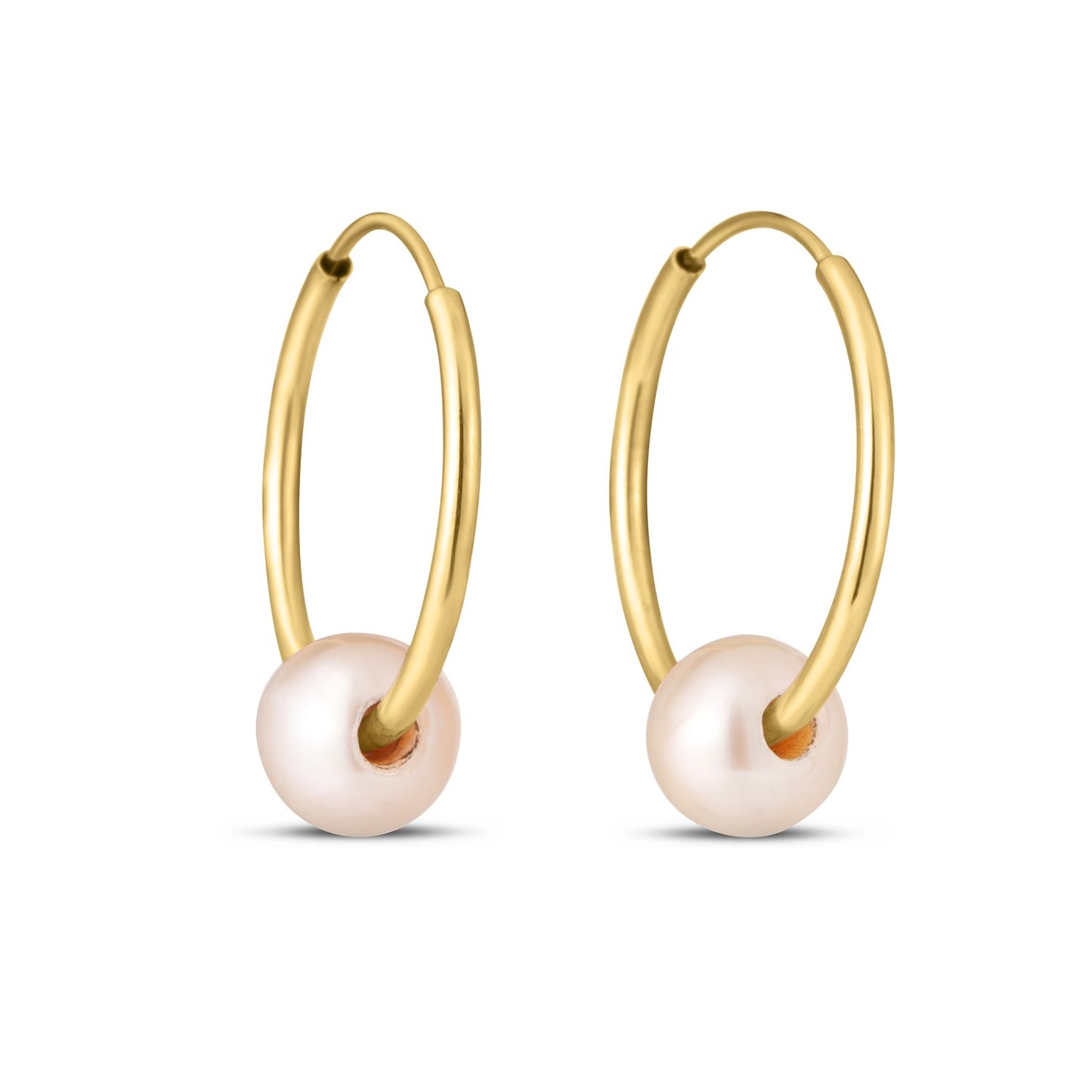 14k Yellow Gold Round Endless Pearl Earring(1x14mm) - The Best Accessory