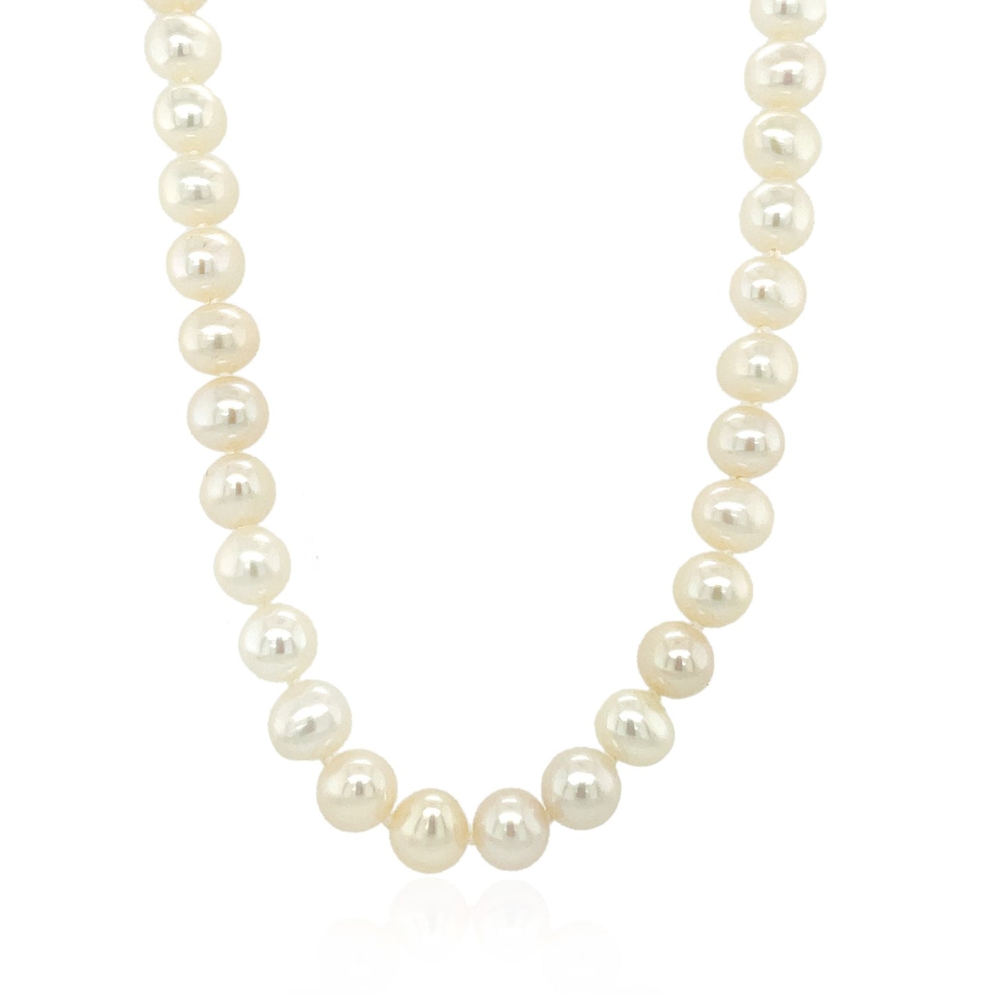 14k Yellow Gold Necklace with White Freshwater Cultured Pearls (6.0mm to 6.5mm) - The Best Accessory