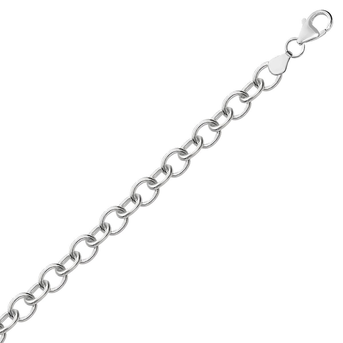 Sterling Silver Rhodium Plated Fancy Charm Bracelet (6.70 mm) - The Best Accessory
