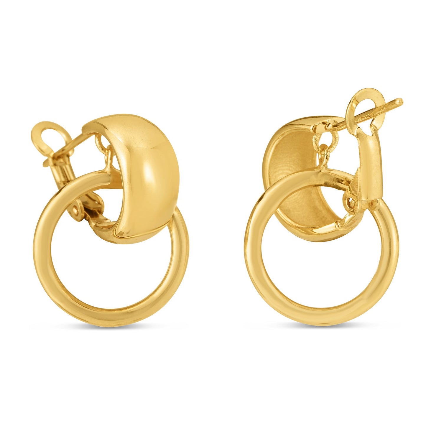 14k Yellow Gold Interlocking Omega Hoops - The Best Accessory
