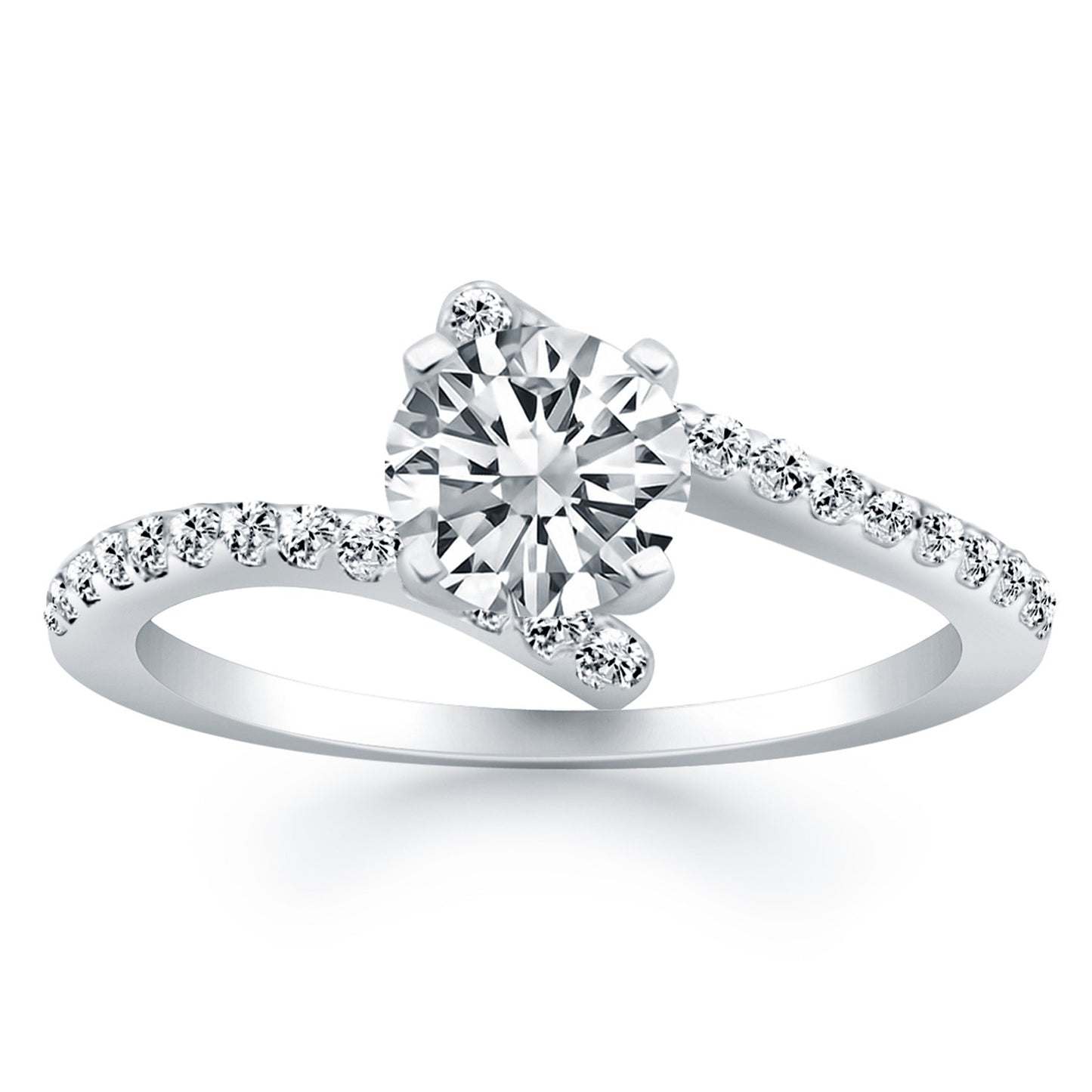 14k White Gold Open Shank Bypass Diamond Engagement Ring - The Best Accessory