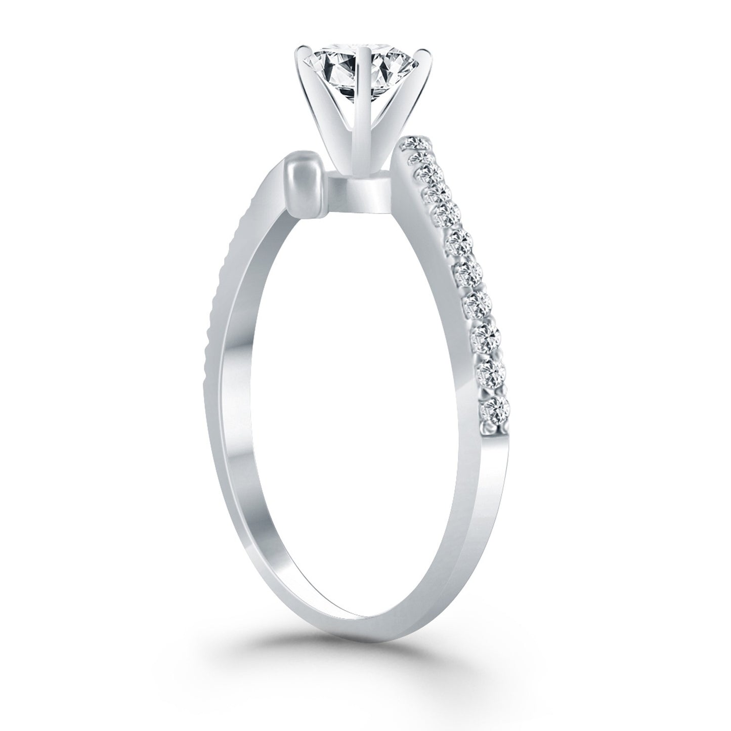14k White Gold Open Shank Bypass Diamond Engagement Ring - The Best Accessory