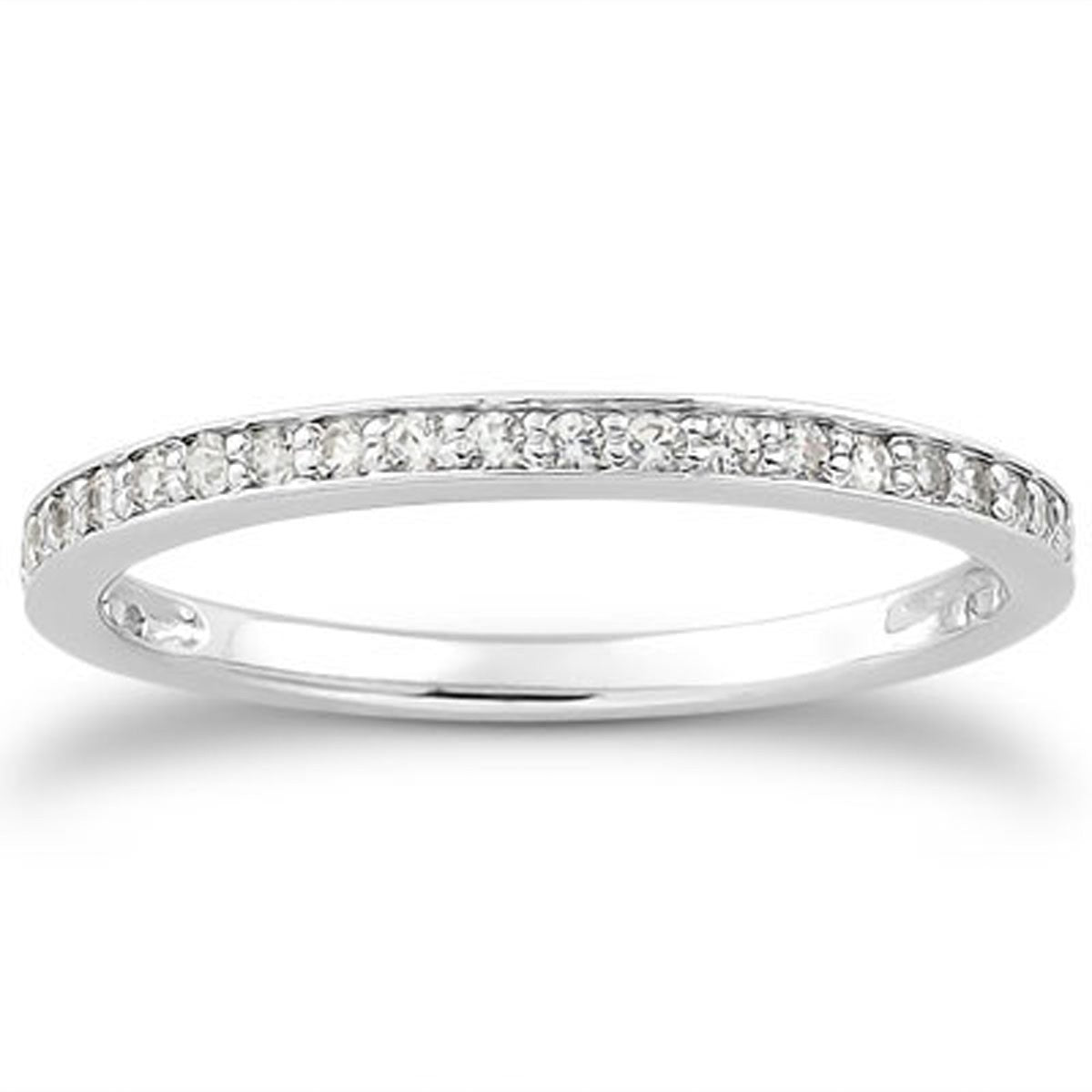 14k White Gold Micro-pave Diamond Wedding Ring Band Set 3/4 Around - The Best Accessory