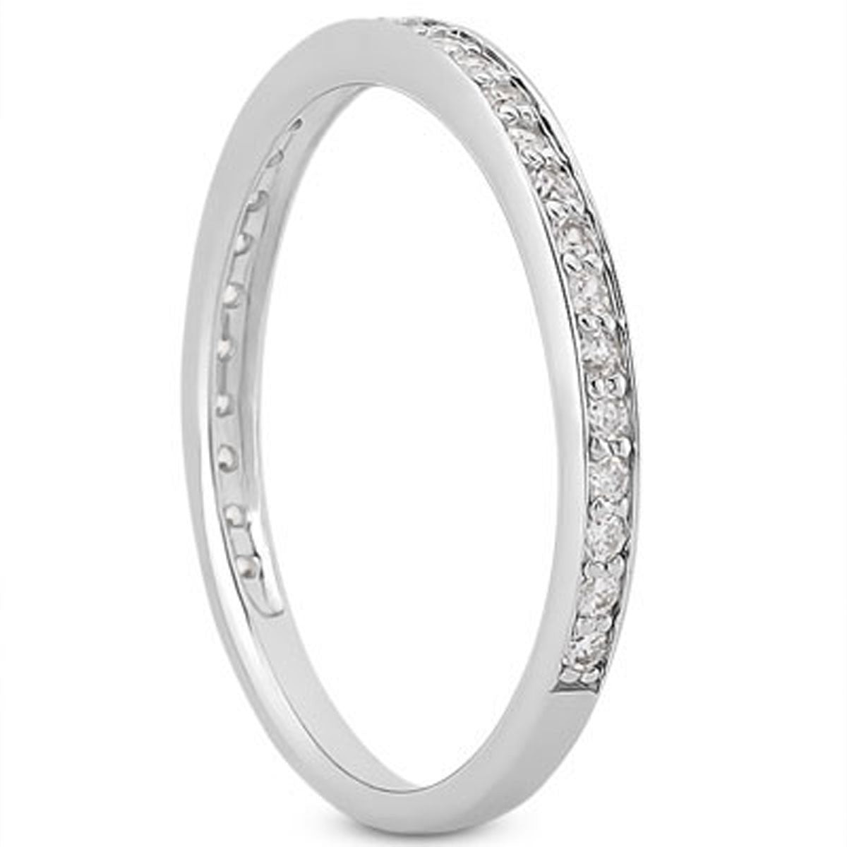 14k White Gold Micro-pave Diamond Wedding Ring Band Set 3/4 Around - The Best Accessory
