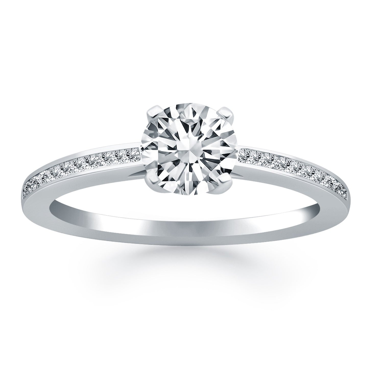 14k White Gold Channel Set Cathedral Engagement Ring - The Best Accessory