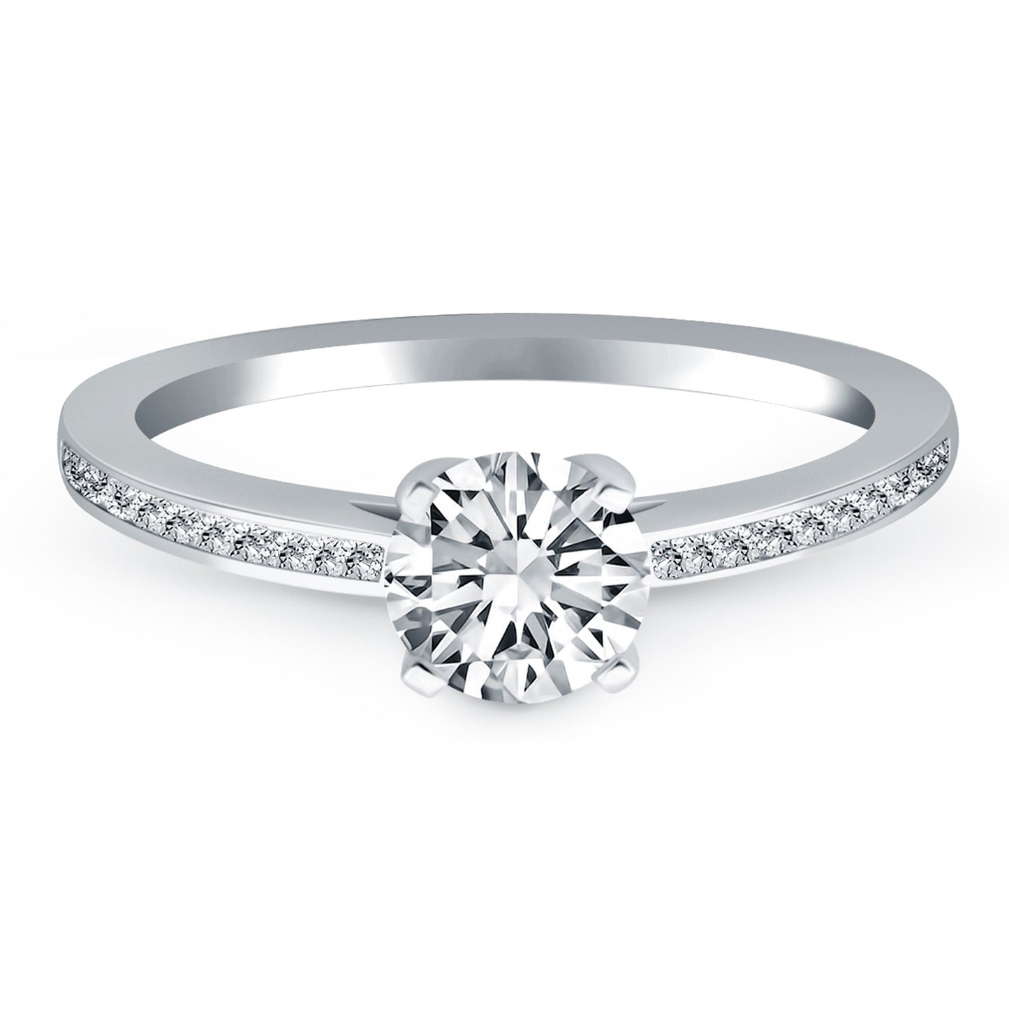 14k White Gold Channel Set Cathedral Engagement Ring - The Best Accessory
