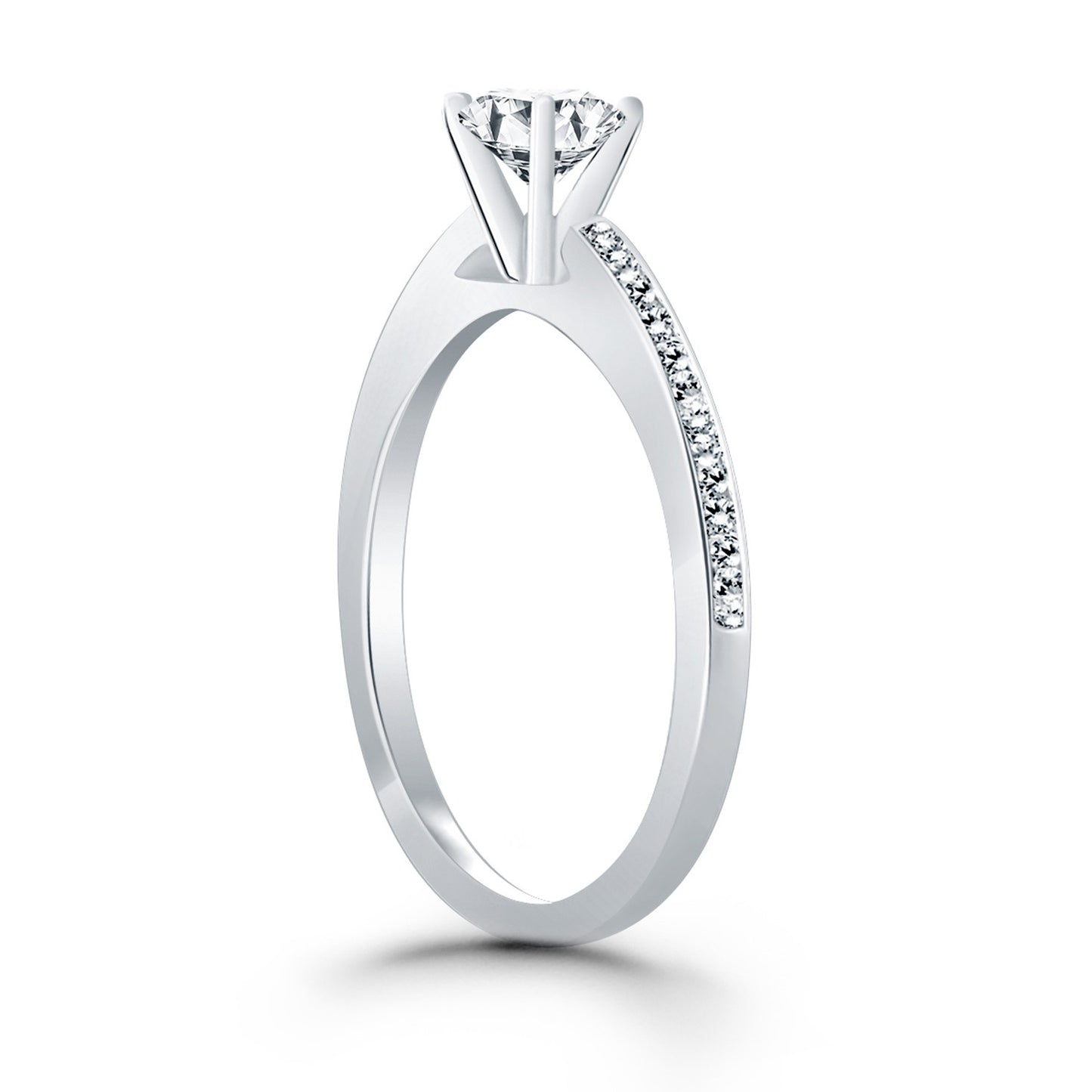 14k White Gold Channel Set Cathedral Engagement Ring - The Best Accessory
