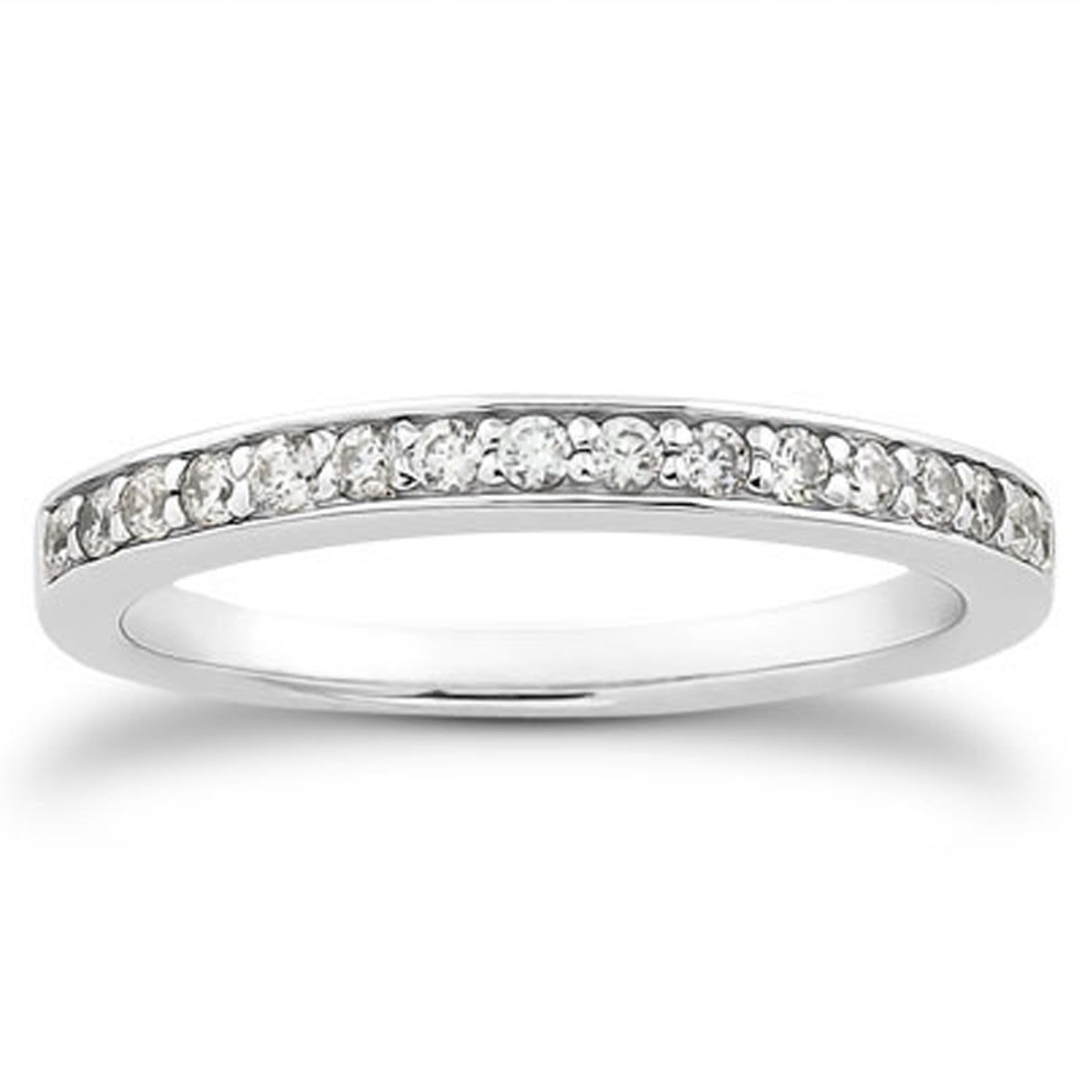 14k White Gold Pave Diamond Wedding Ring Band Set 1/2 Around - The Best Accessory