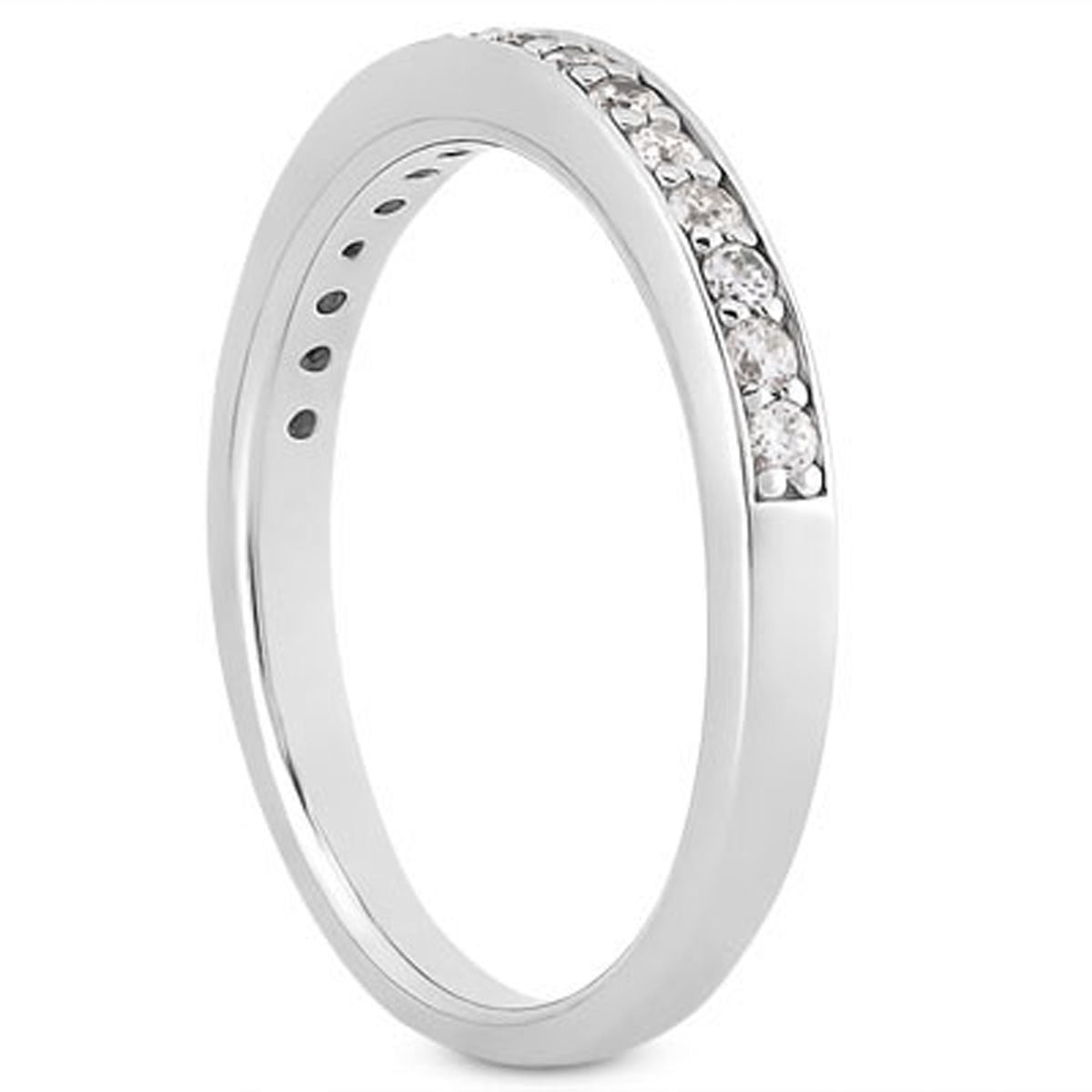 14k White Gold Pave Diamond Wedding Ring Band Set 1/2 Around - The Best Accessory