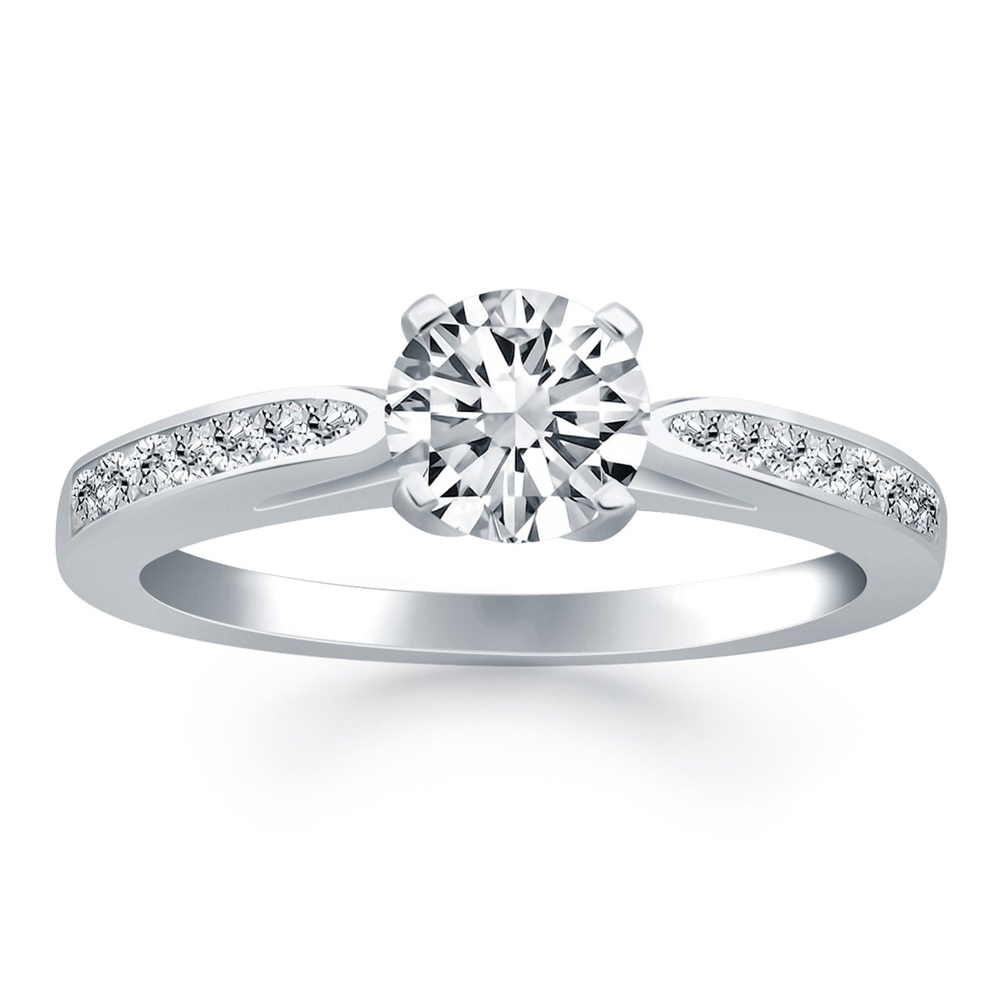 14k White Gold Cathedral Engagement Ring with Pave Diamonds - The Best Accessory