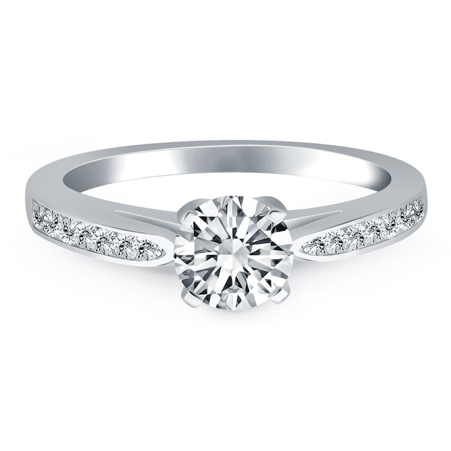 14k White Gold Cathedral Engagement Ring with Pave Diamonds - The Best Accessory