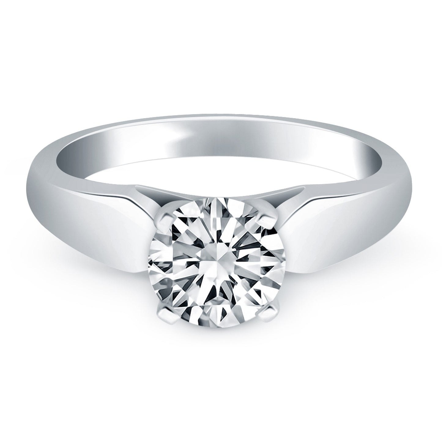 14k White Gold Tapered Cathedral Solitaire Engagement Ring - The Best Accessory