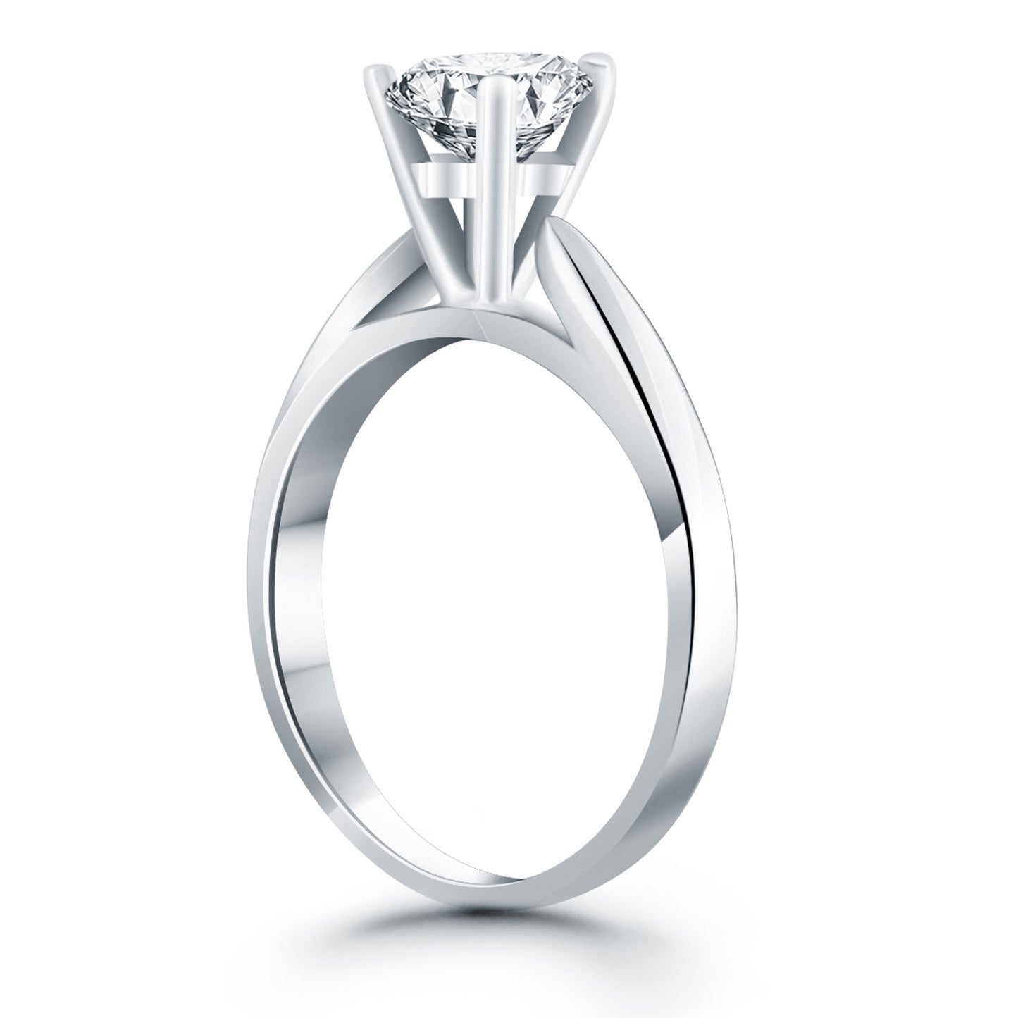 14k White Gold Tapered Cathedral Solitaire Engagement Ring - The Best Accessory