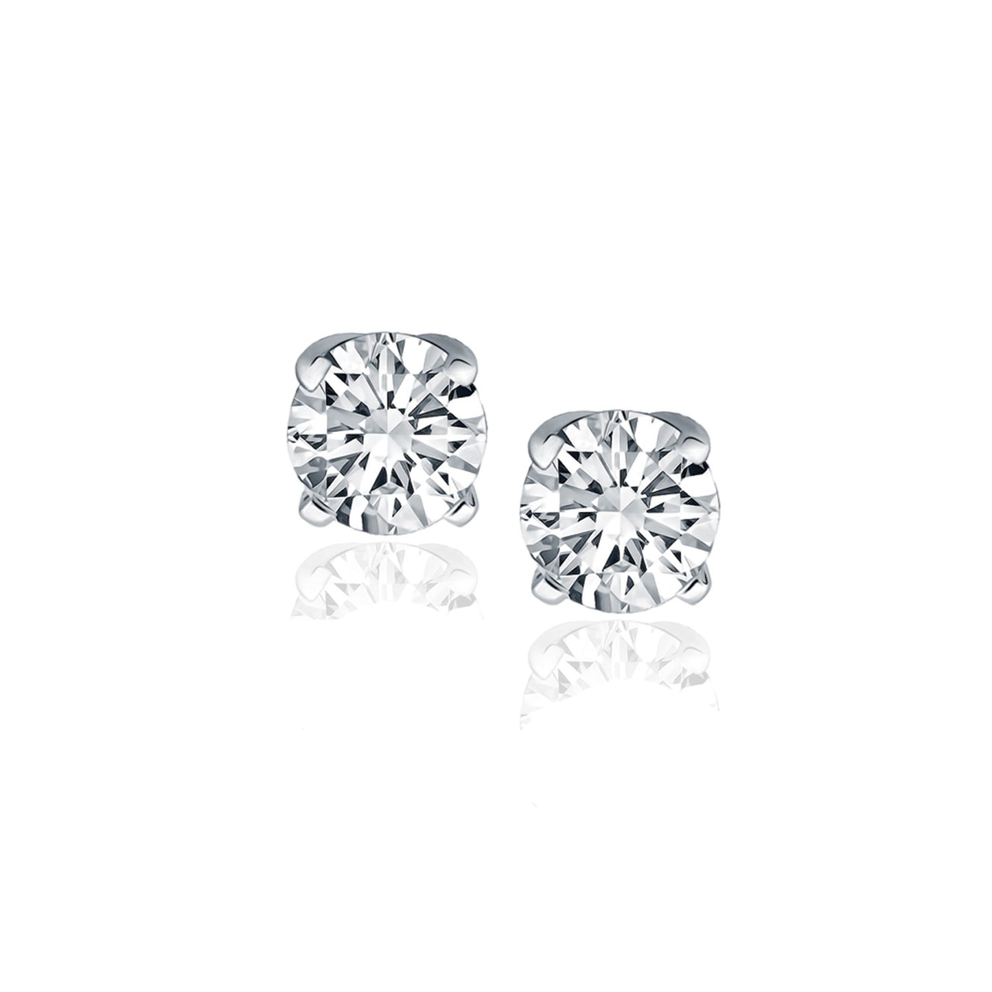 14k White Gold Diamond Four Prong Stud Earrings (1 cttw) - The Best Accessory