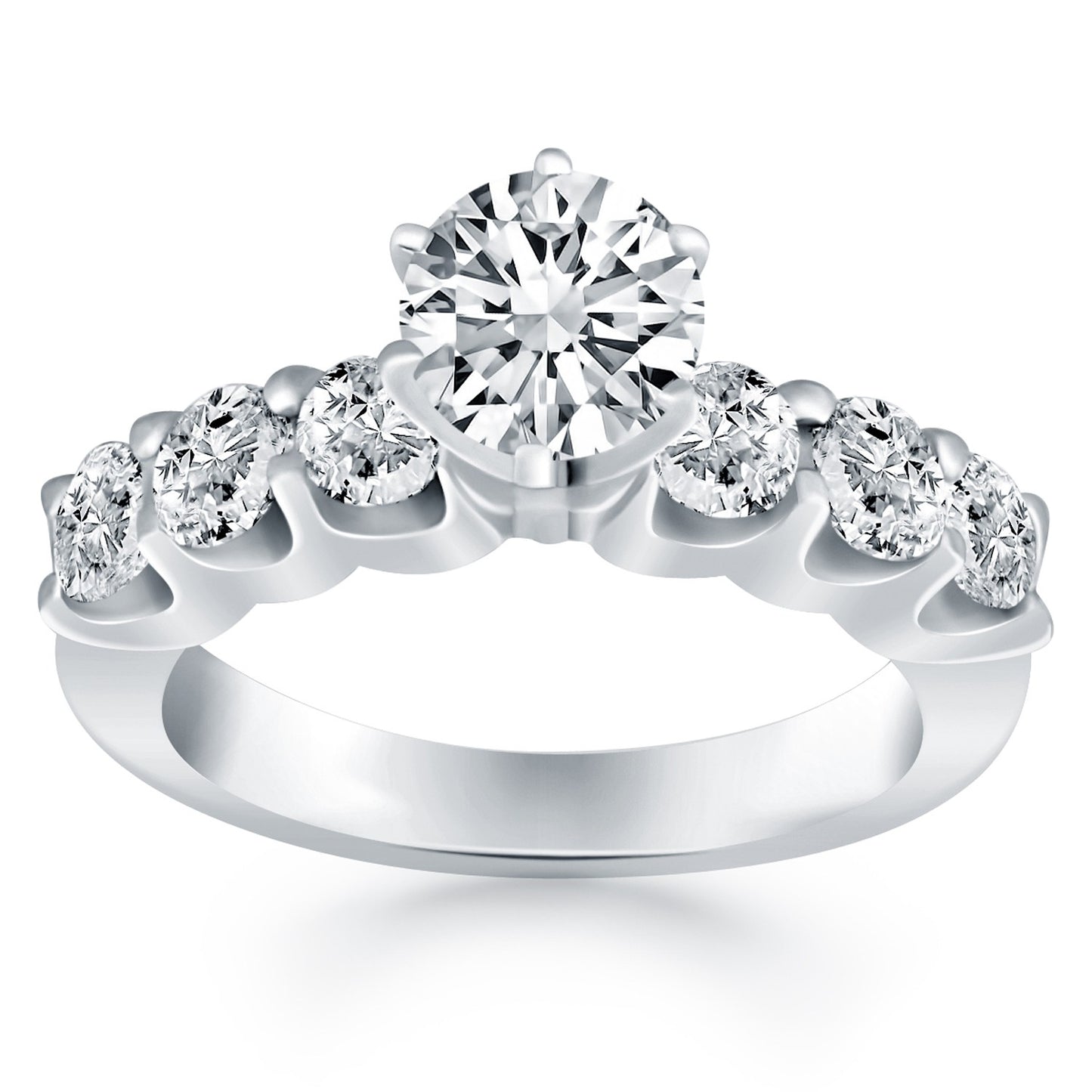 14k White Gold Shared Prong Diamond Engagement Ring - The Best Accessory
