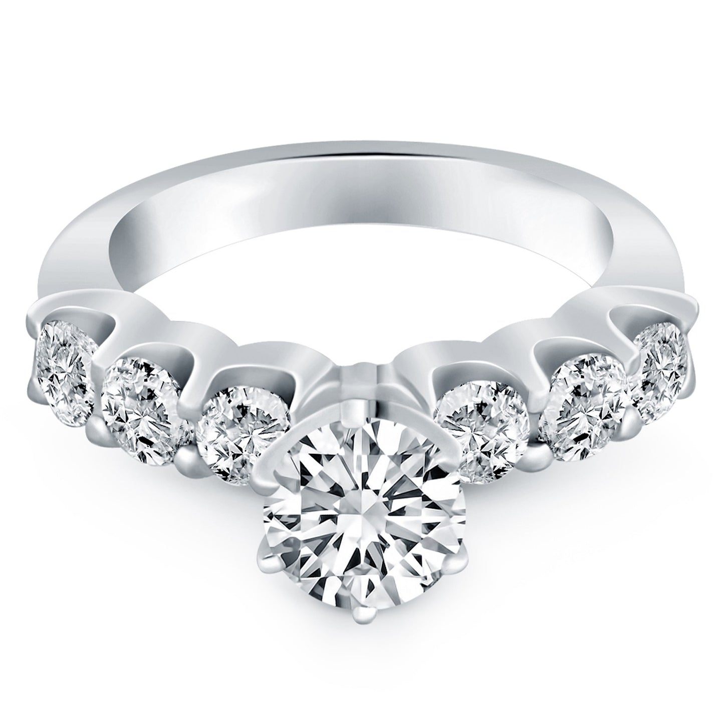 14k White Gold Shared Prong Diamond Engagement Ring - The Best Accessory