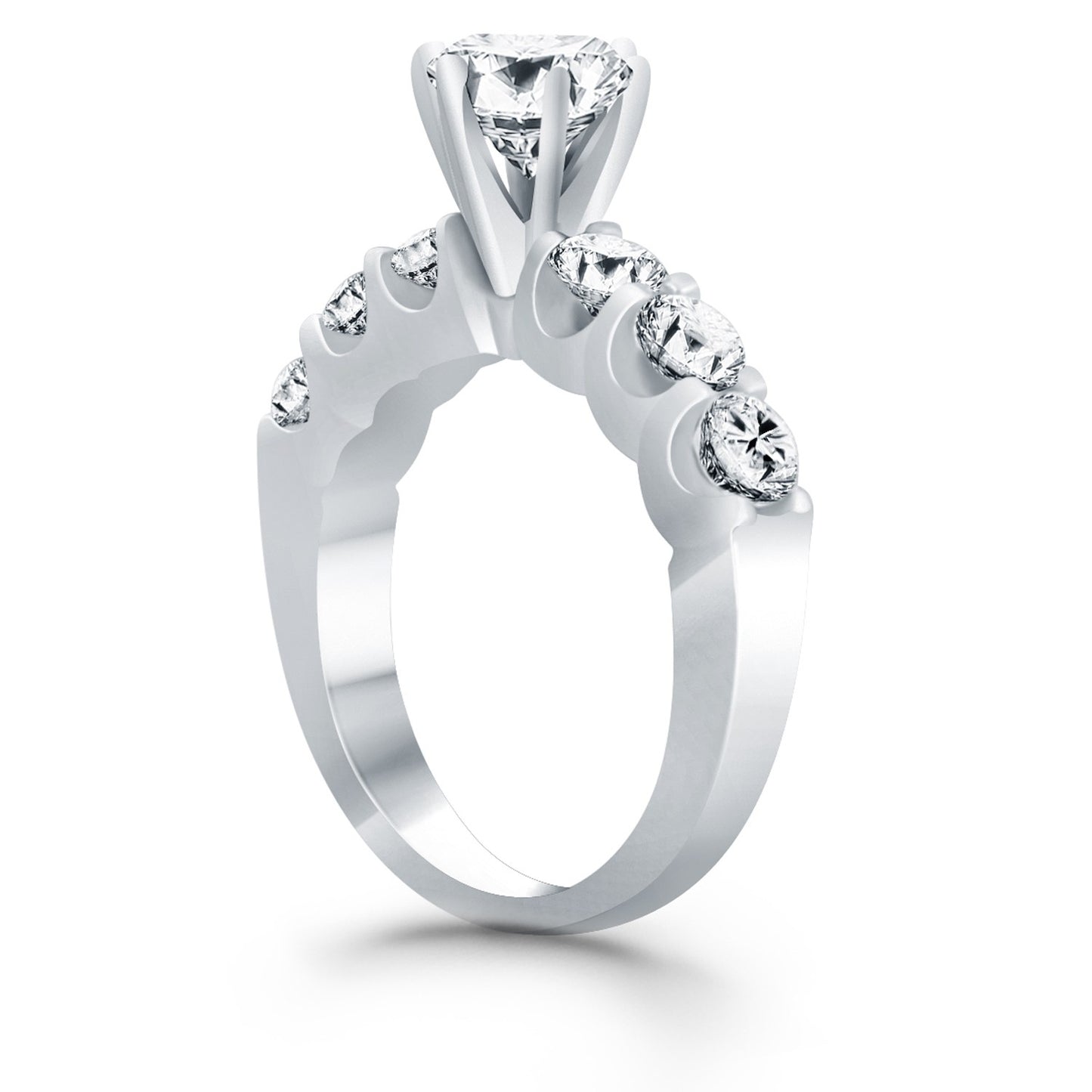14k White Gold Shared Prong Diamond Engagement Ring - The Best Accessory