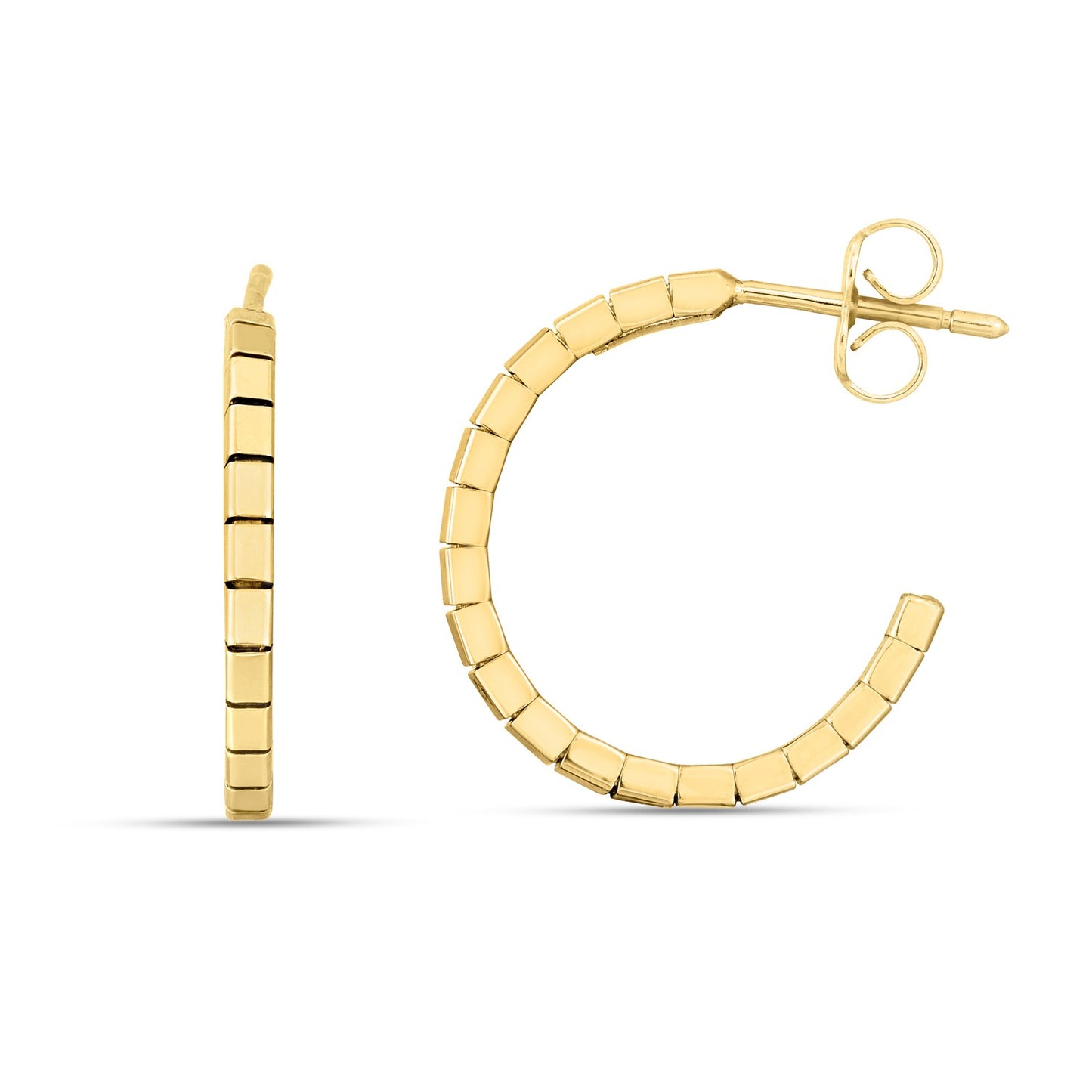 14k Yellow Gold Brick Omega Hoop Earrings - The Best Accessory
