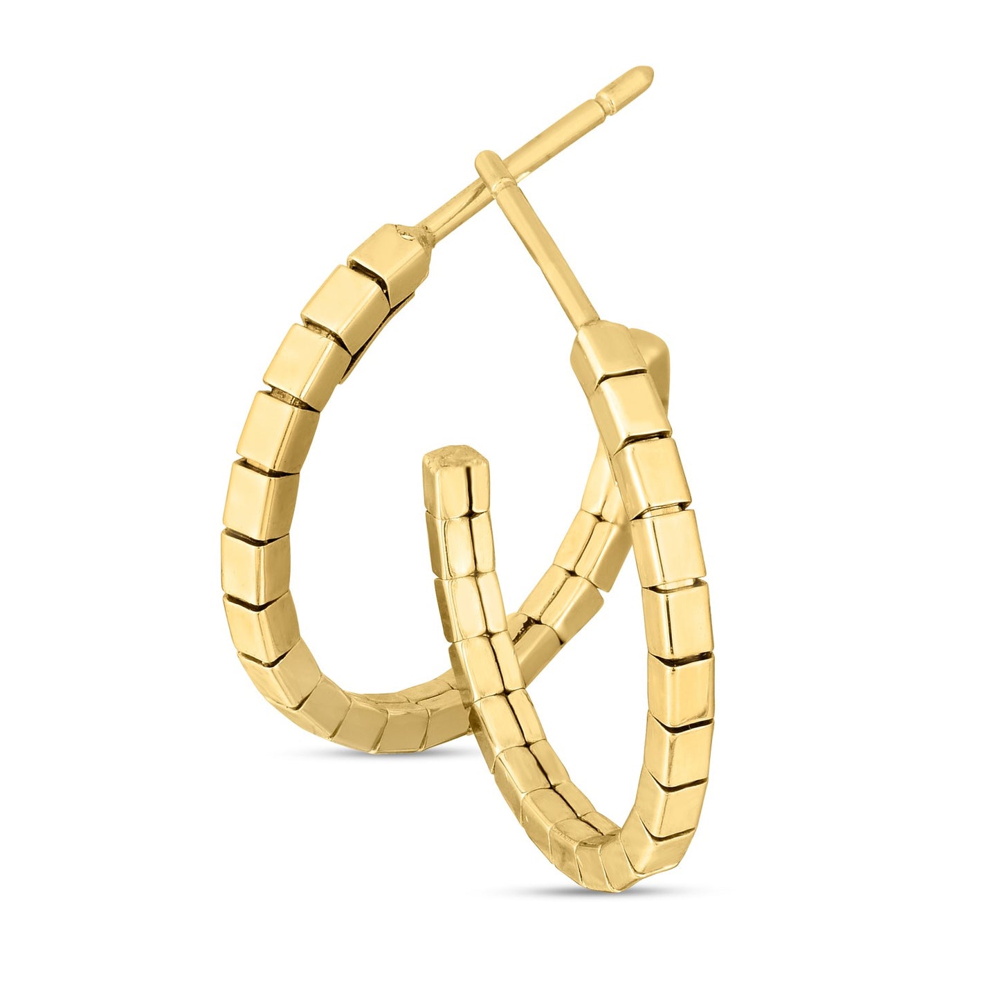 14k Yellow Gold Brick Omega Hoop Earrings - The Best Accessory