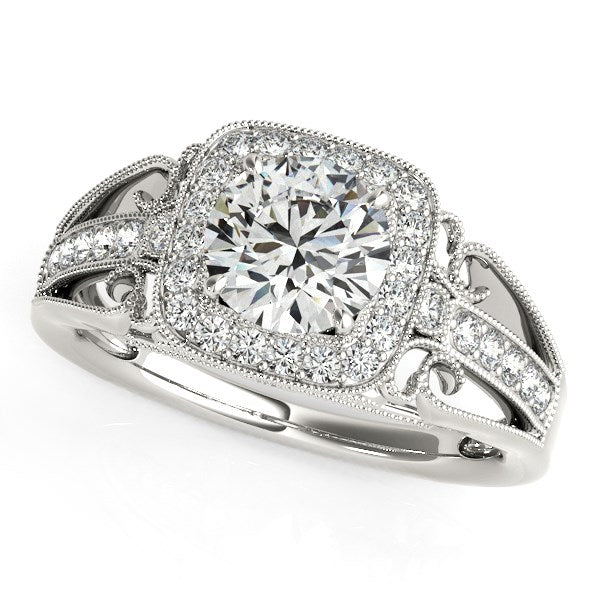 14k White Gold Baroque Shank Style Cut Diamond Engagement Ring (1 1/4 cttw) - The Best Accessory