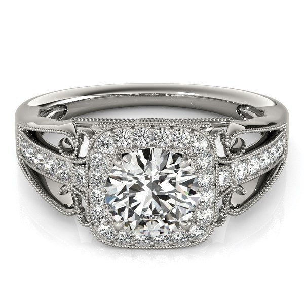14k White Gold Baroque Shank Style Cut Diamond Engagement Ring (1 1/4 cttw) - The Best Accessory