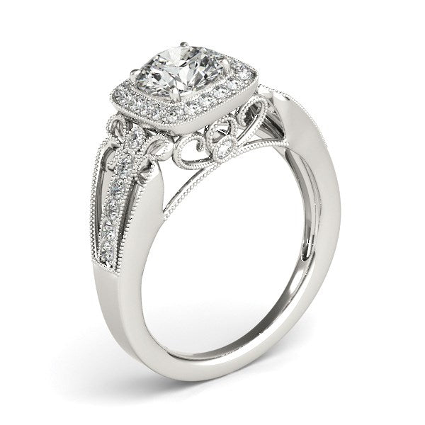 14k White Gold Baroque Shank Style Cut Diamond Engagement Ring (1 1/4 cttw) - The Best Accessory