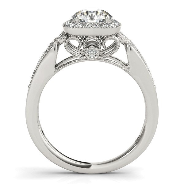 14k White Gold Baroque Shank Style Cut Diamond Engagement Ring (1 1/4 cttw) - The Best Accessory