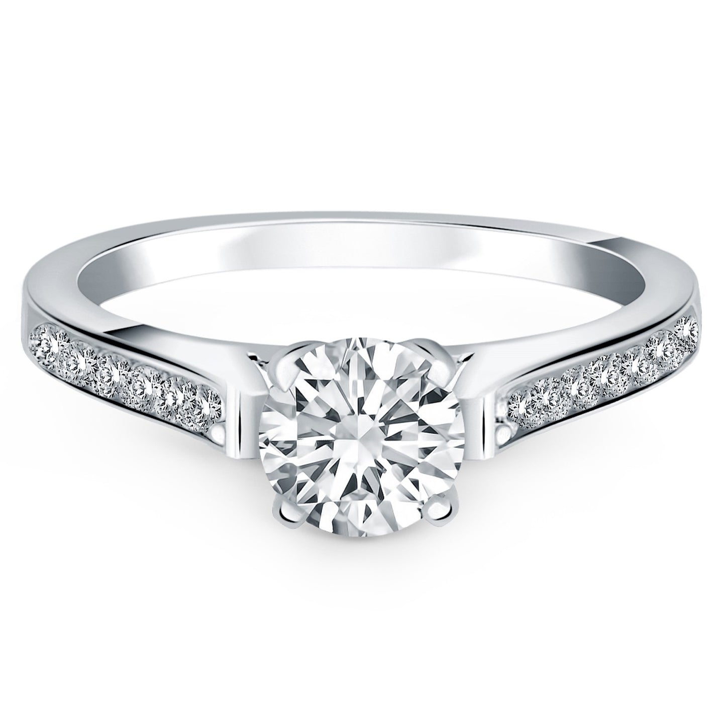 14k White Gold Pave Diamond Cathedral Engagement Ring - The Best Accessory