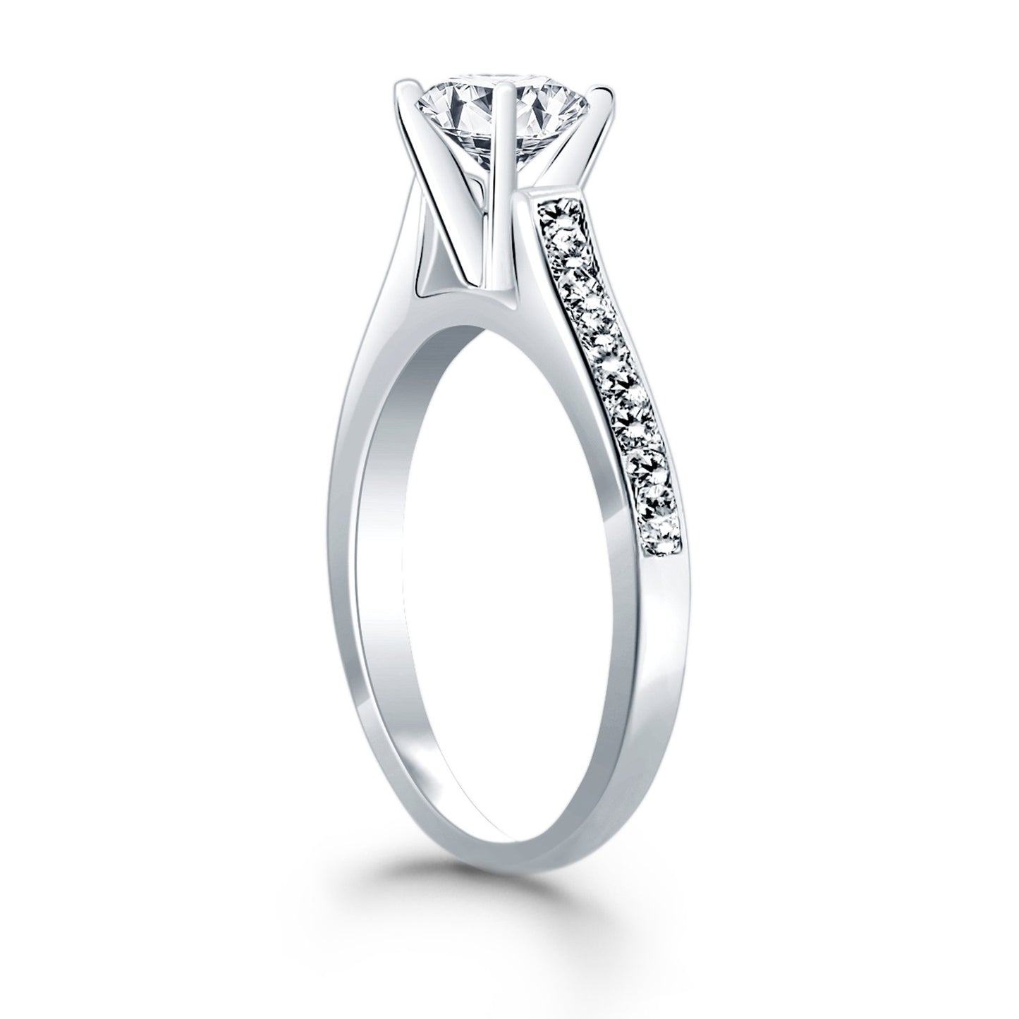 14k White Gold Pave Diamond Cathedral Engagement Ring - The Best Accessory