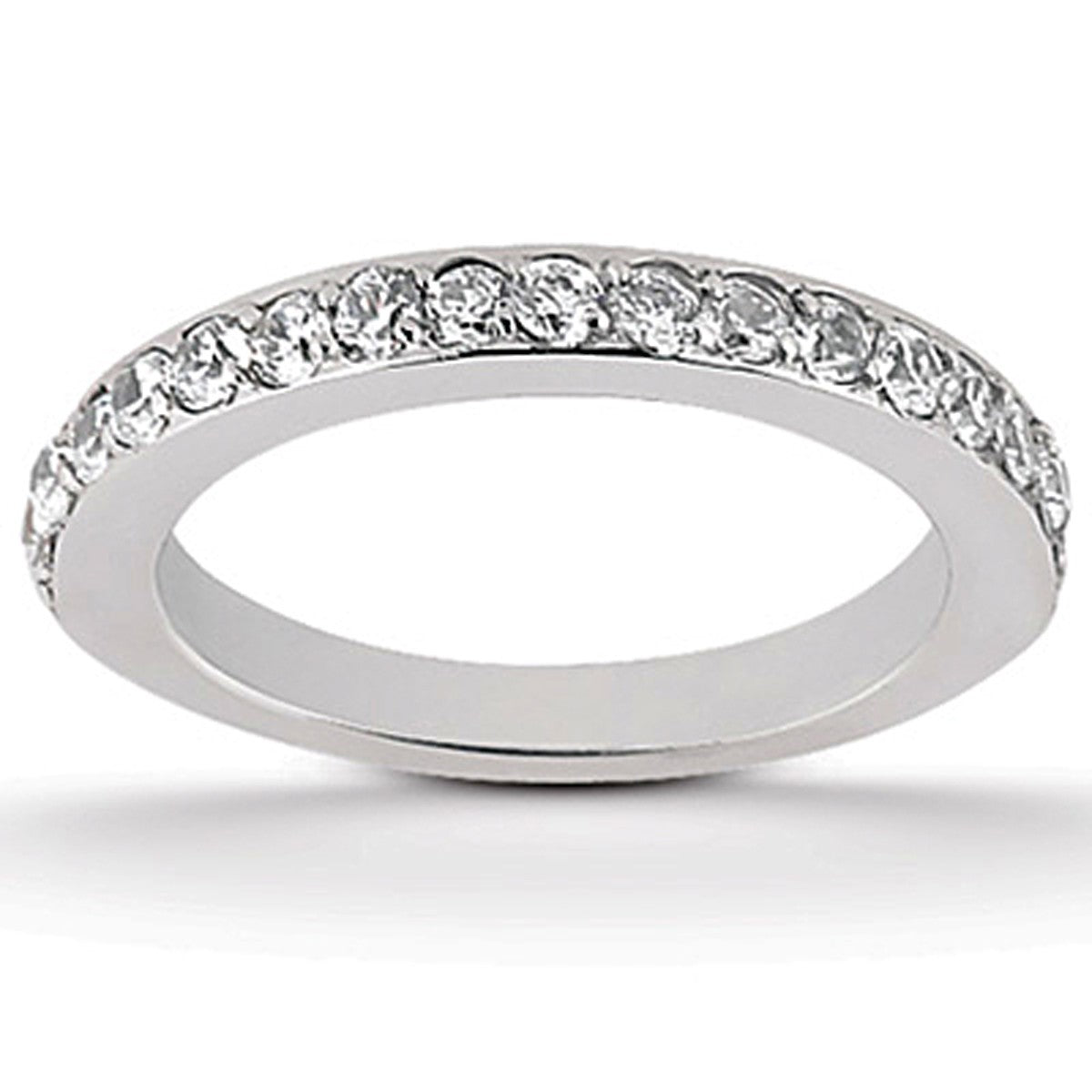 14k White Gold Pave Diamond Wedding Ring Band Set 1/2 Around - The Best Accessory
